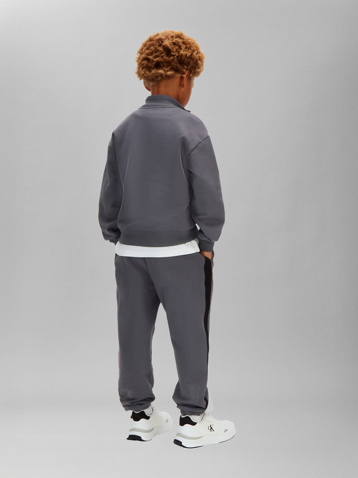 Calvin Klein Boys Half Zip Tape Tracksuit in Grey