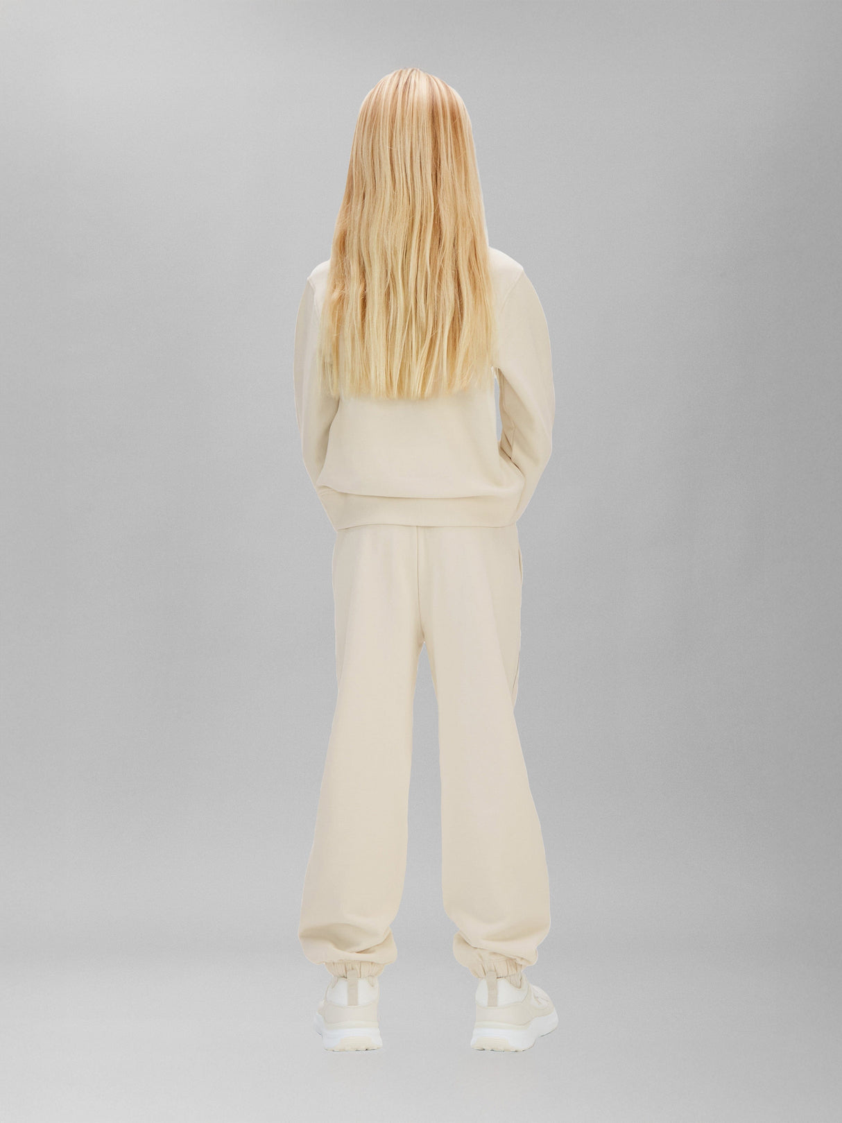 Calvin Klein Girls Cotton Terry Piping Tracksuit in Ivory