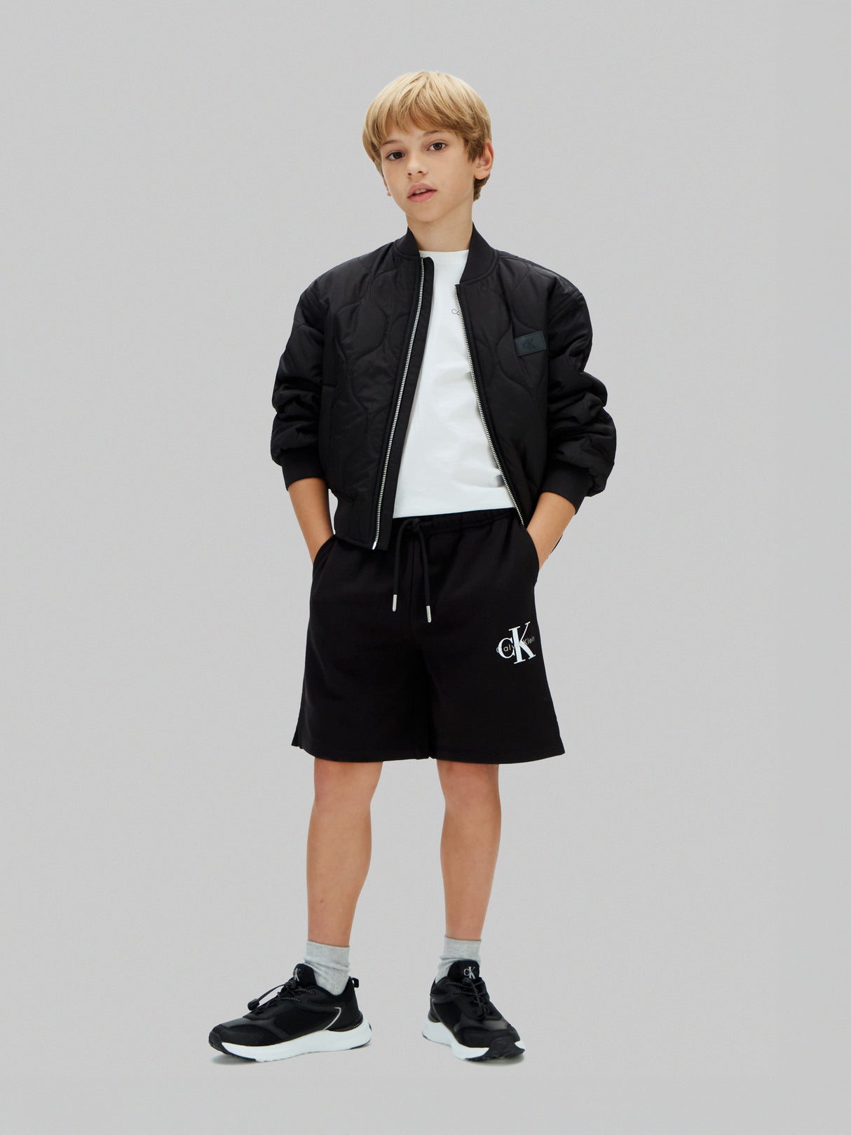 Calvin Klein Kids Monogram Relaxed Shorts in Black
