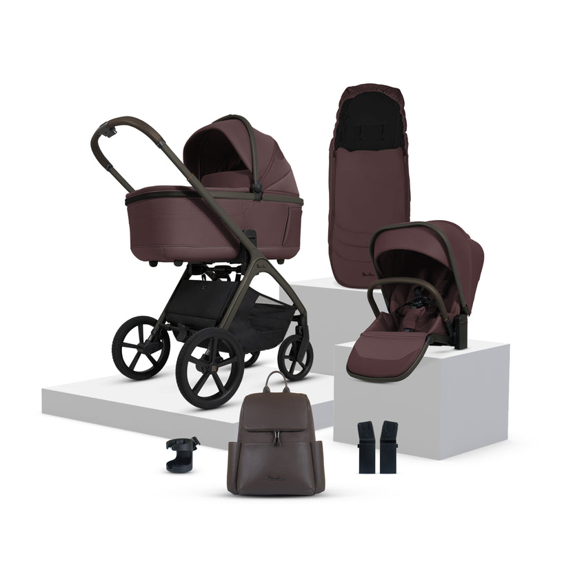 Silver Cross Cove Pram + Accessory Bundle, Damson