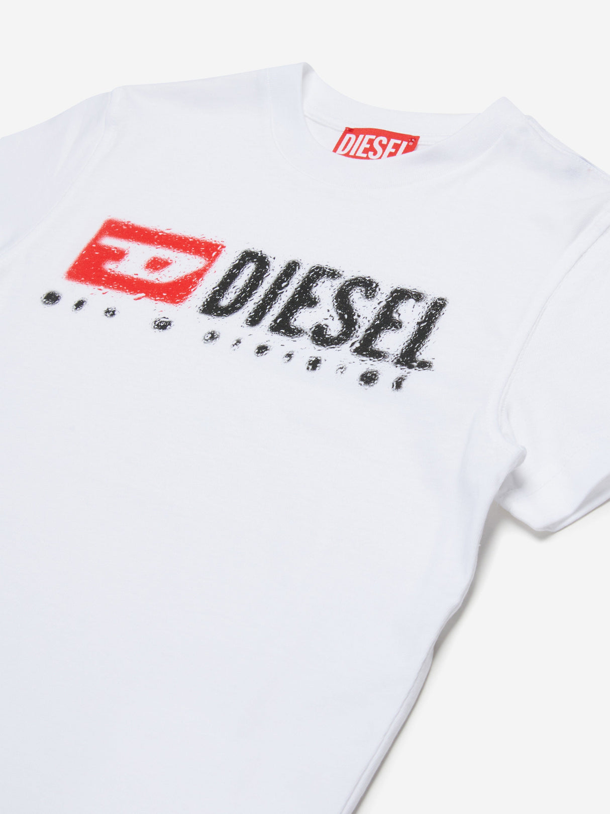 Diesel Boys Logo Print T-Shirt in White