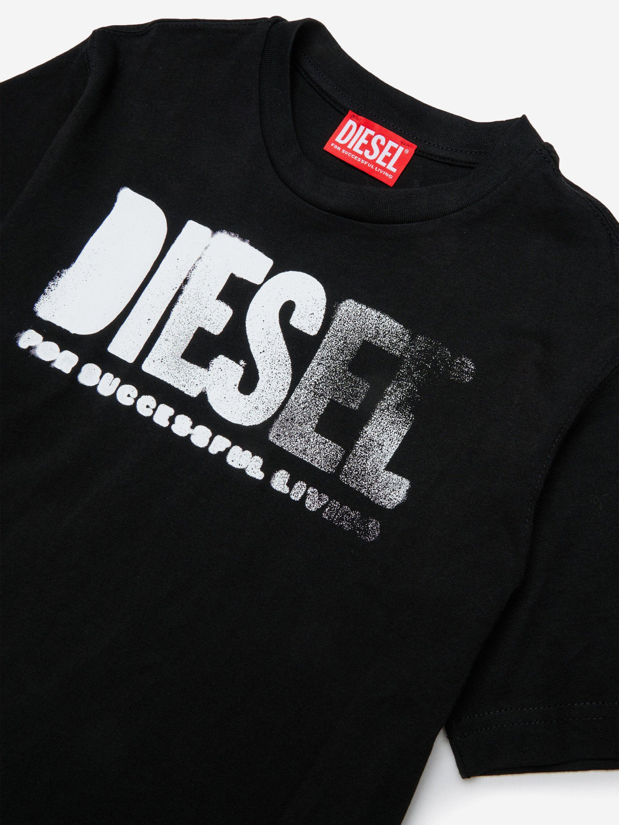 Diesel Boys Logo Print T-Shirt in Black