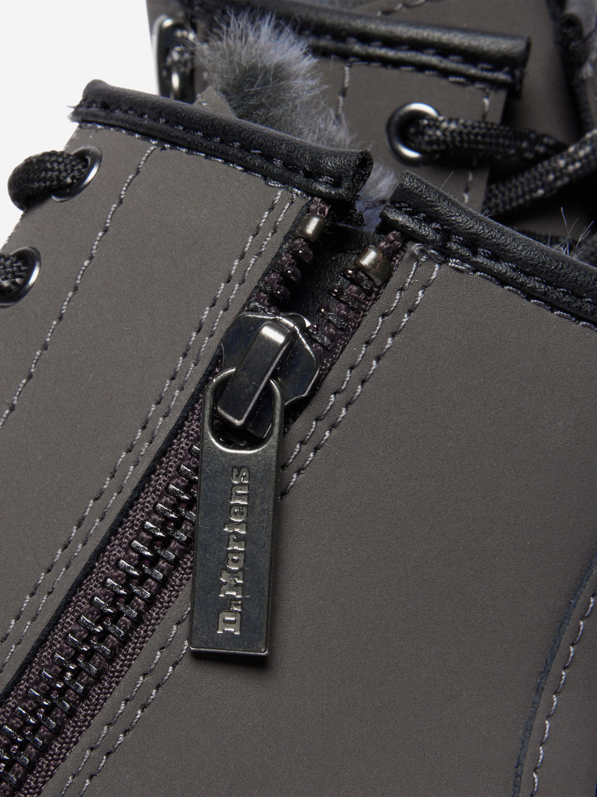 Dr Martens Kids 1460 Serena Faux Fur Lined Leather Boots in Grey