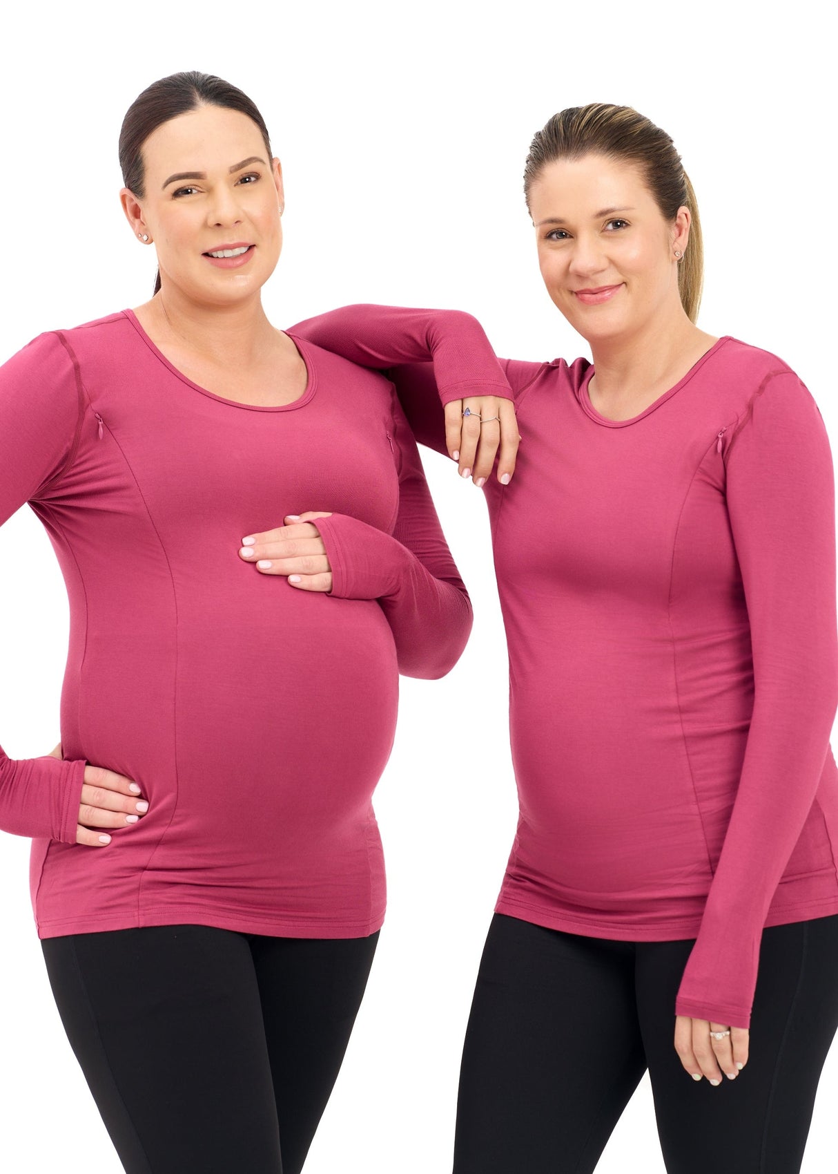 Bamboo Maternity & Breastfeeding Long Sleeved Top - Cherry
