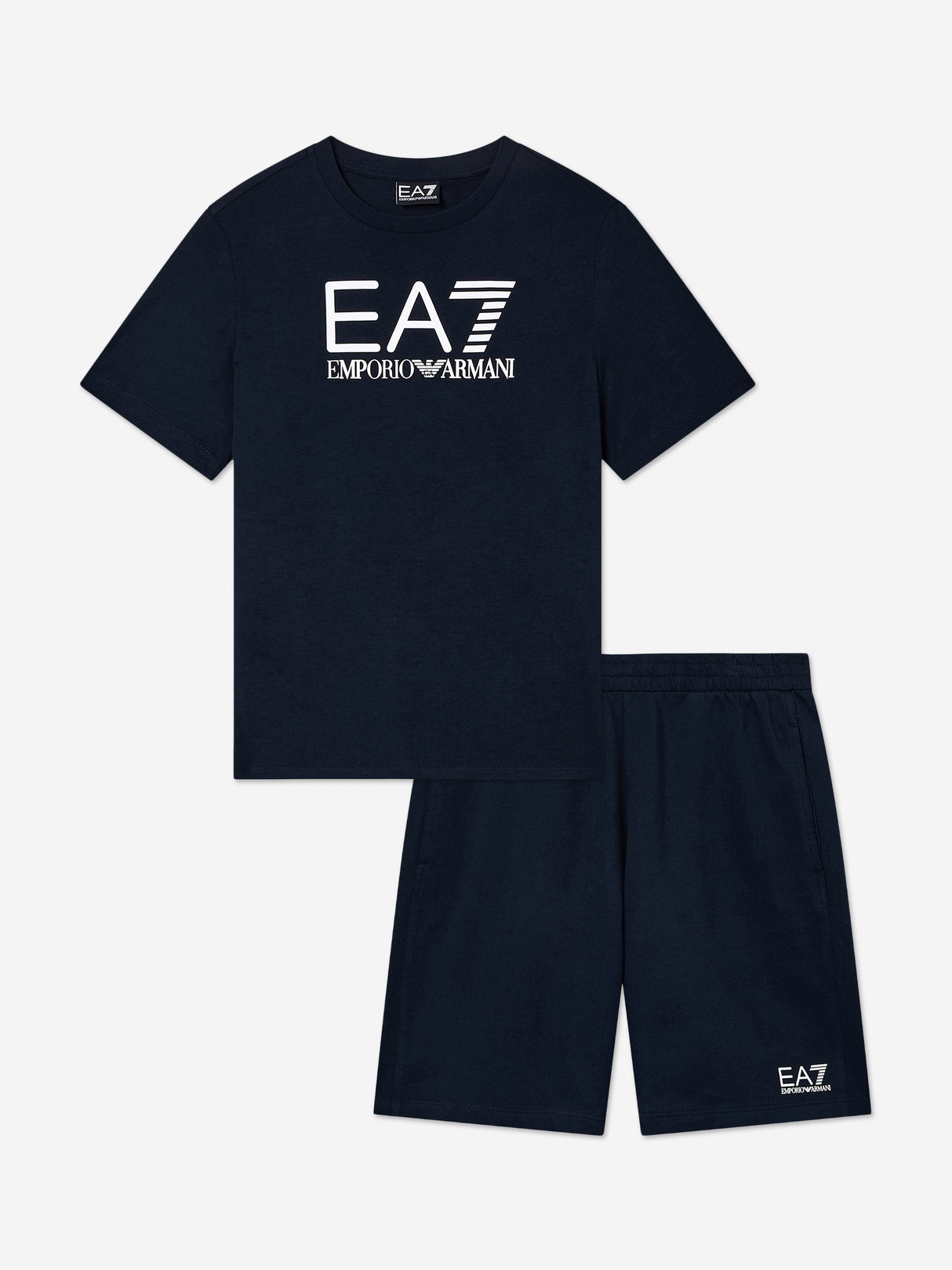 EA7 Emporio Armani Boys Train Visibility Short Set in Navy
