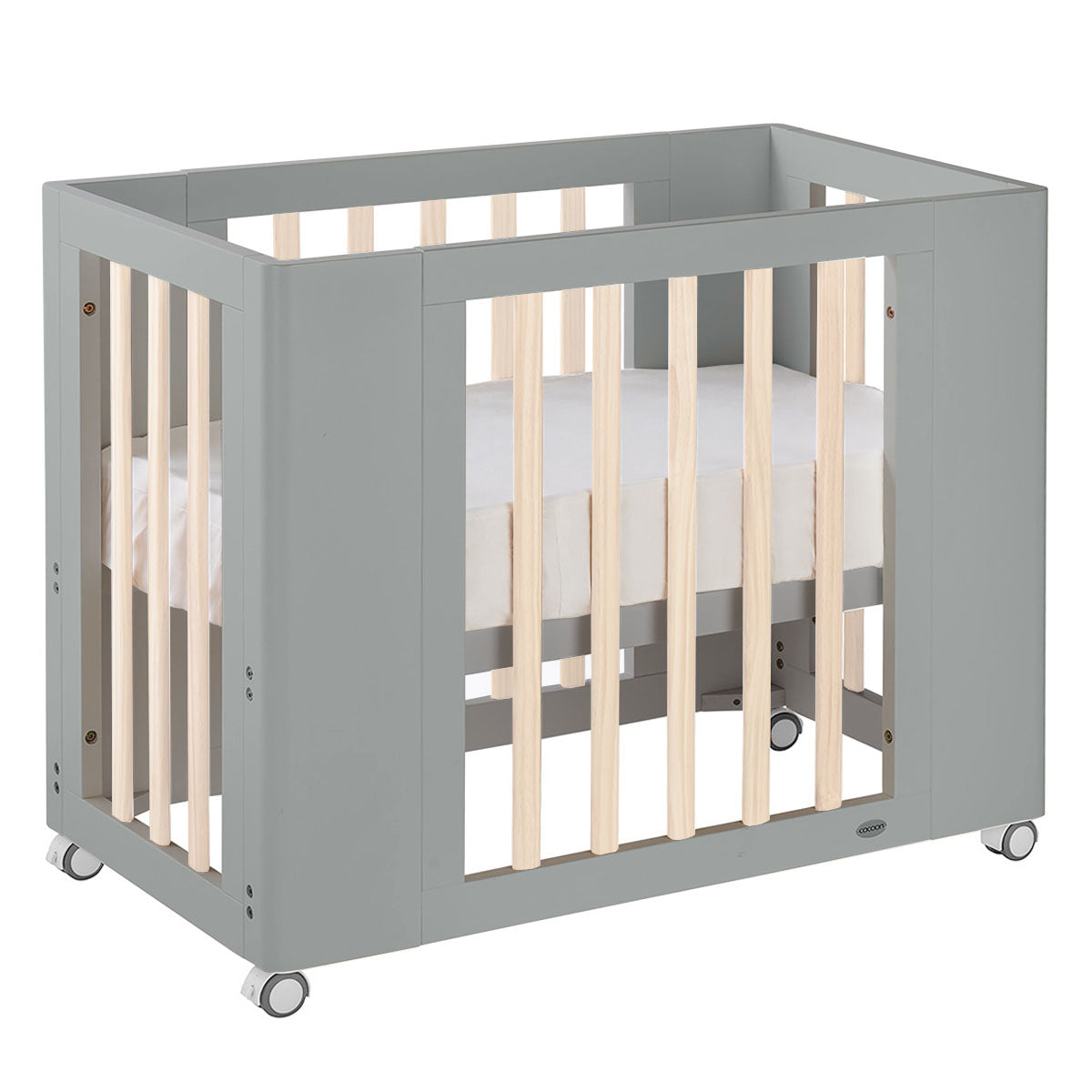 Cocoon Evoke 4 in 1 Nursery Furniture System – Crib, Cot, Toddler Bed & Sofa, Dove Grey / Natural Wash
