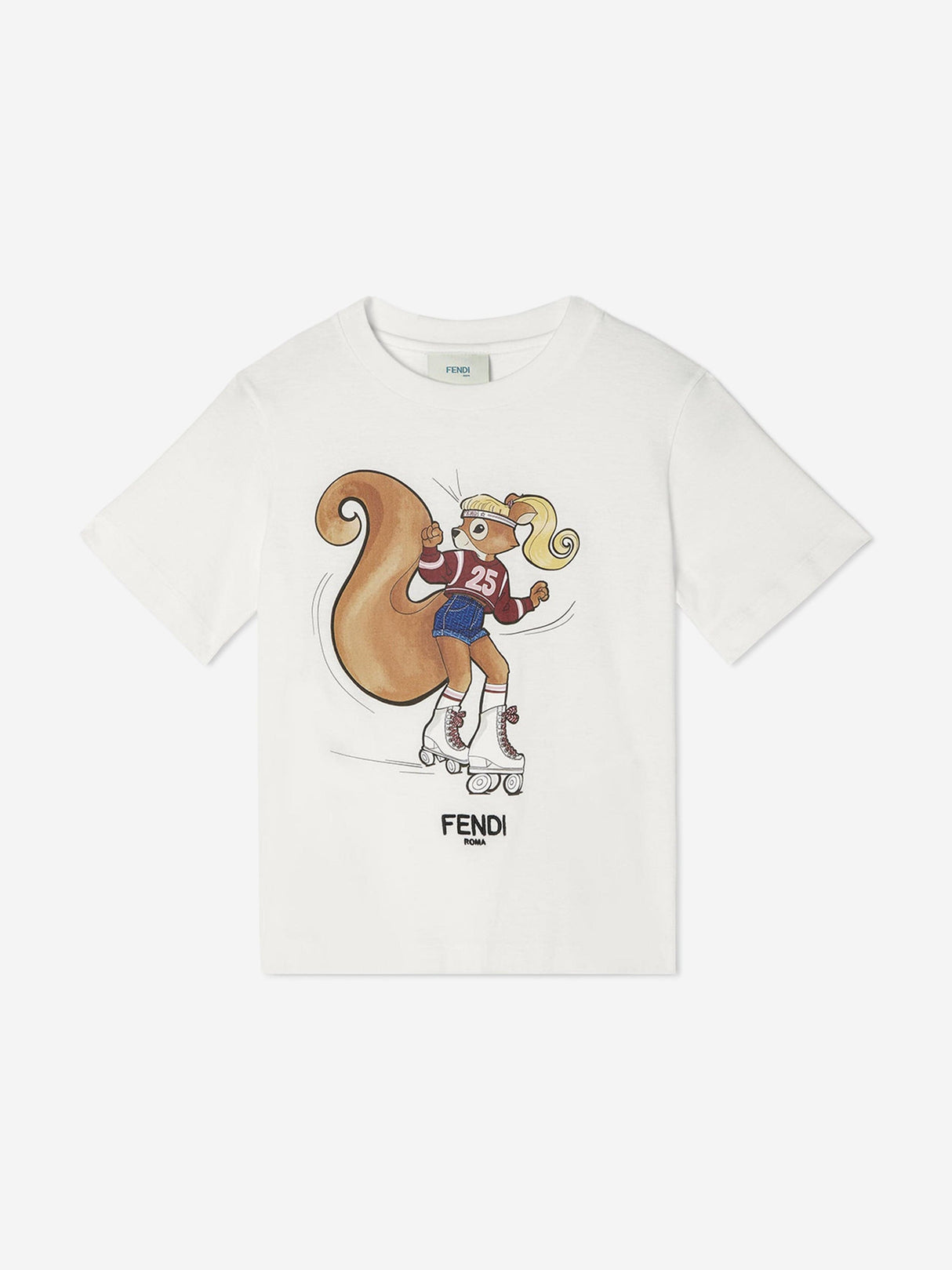 Fendi Girls Squirrel T-Shirt in White