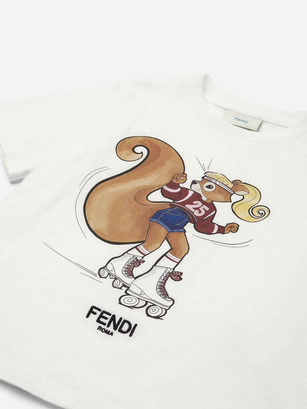 Fendi Girls Squirrel T-Shirt in White