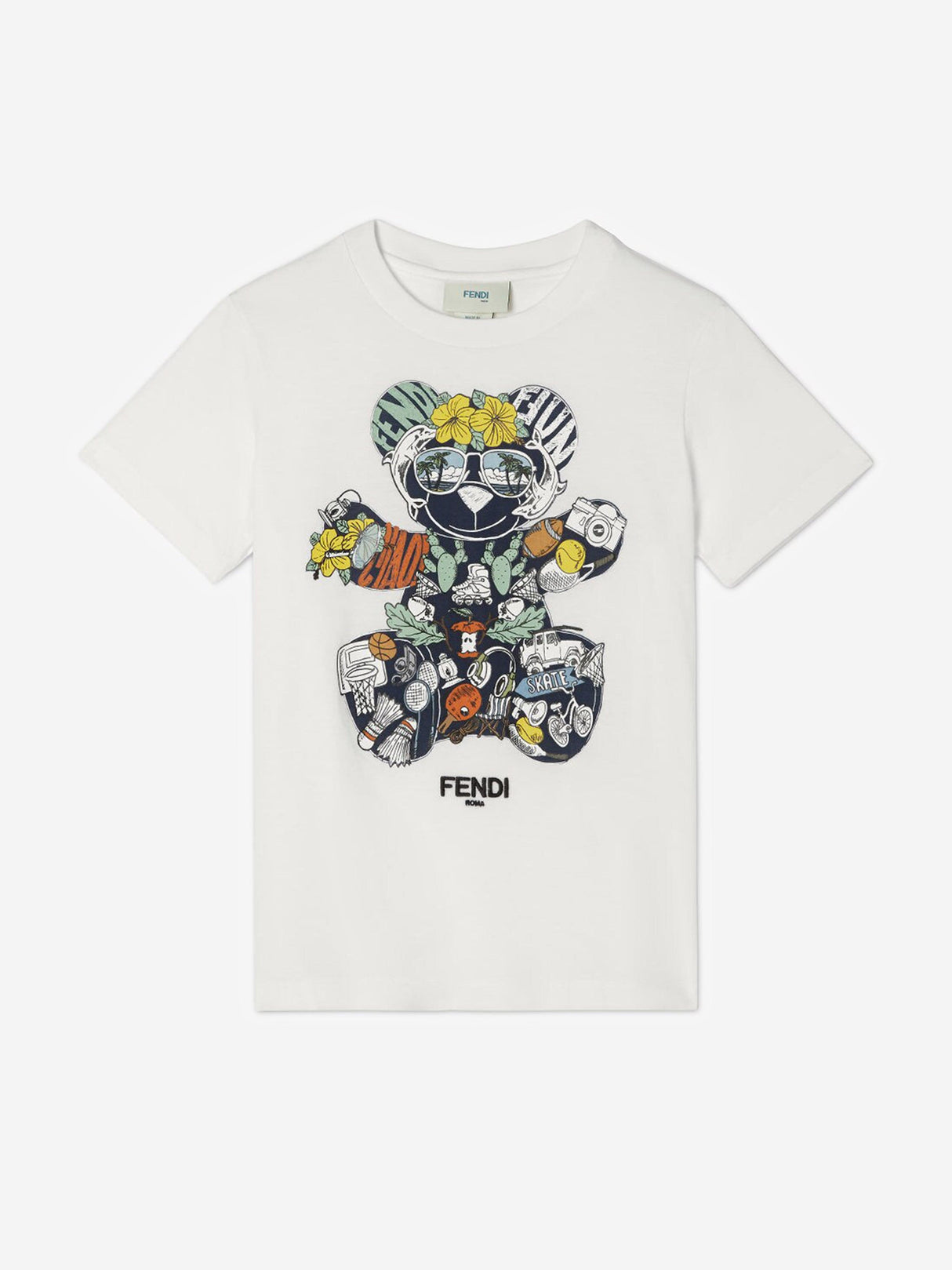 Fendi Boys Teddy Bear T-Shirt in White