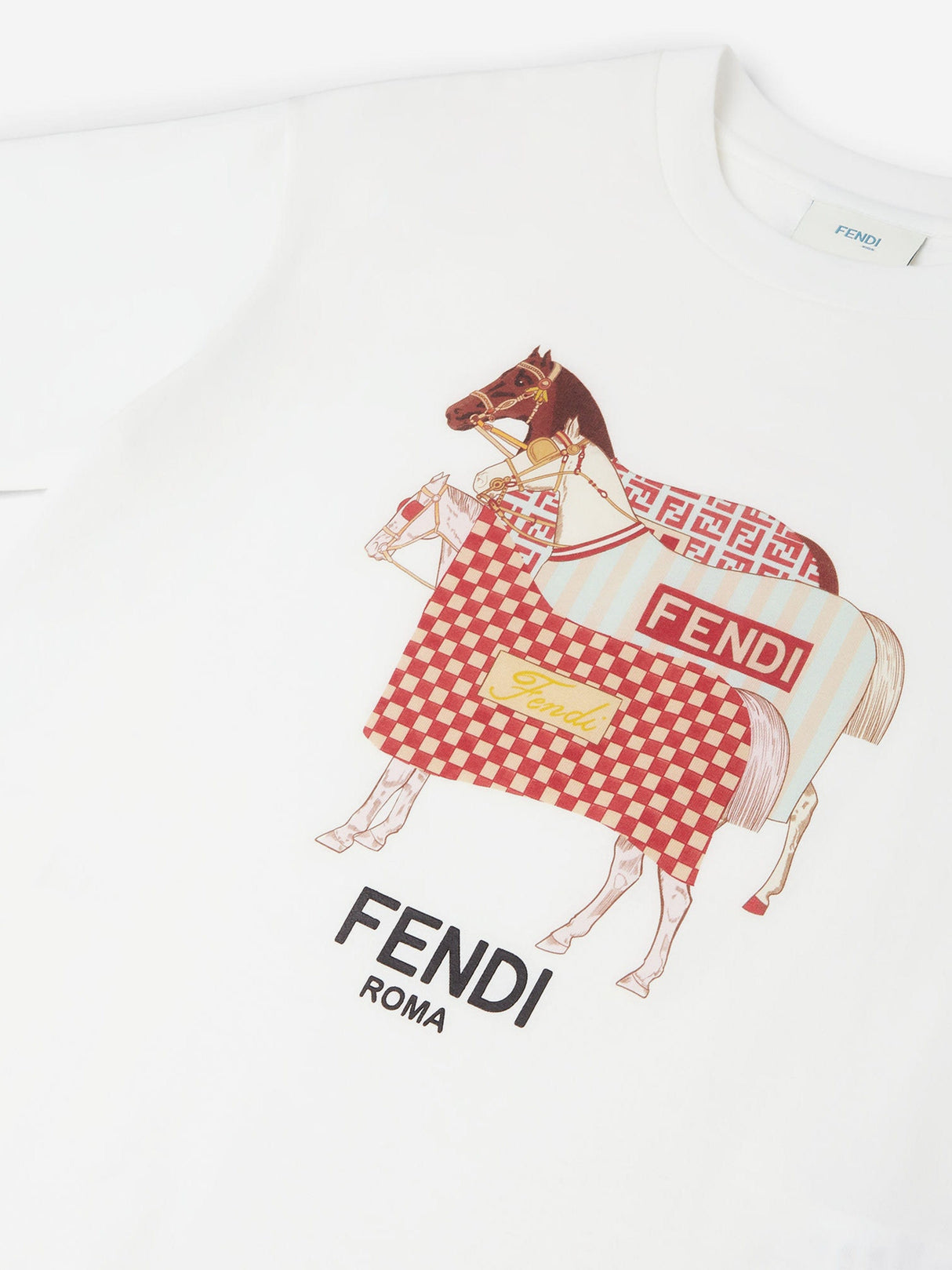 Fendi Boys Horse Print T-Shirt in White