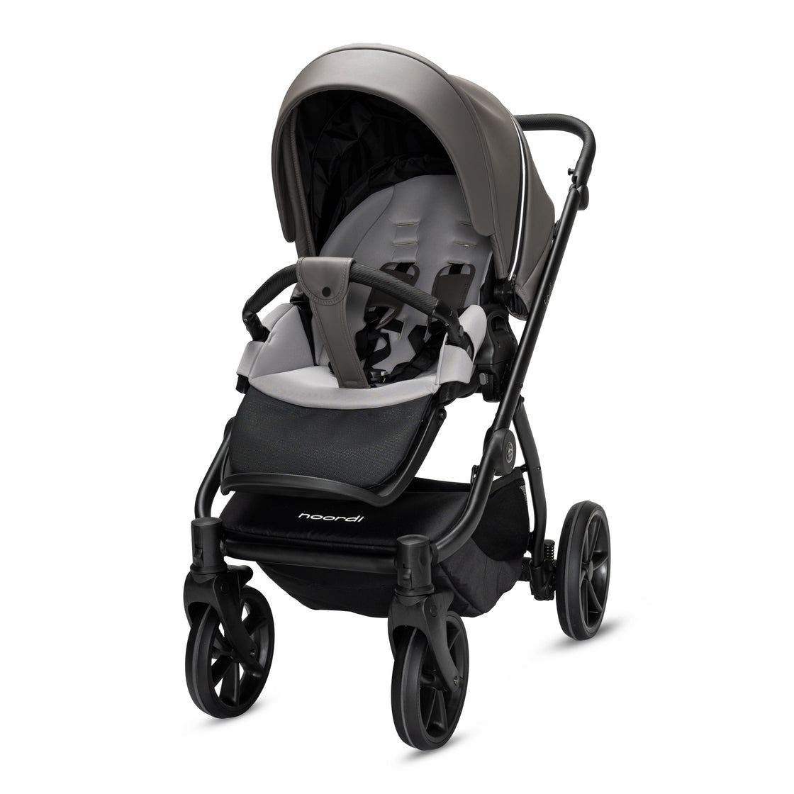 Noordi Fjordi V2 Leather 2in1 Pushchair with ThermoCot™ Carrycot, Stone Grey