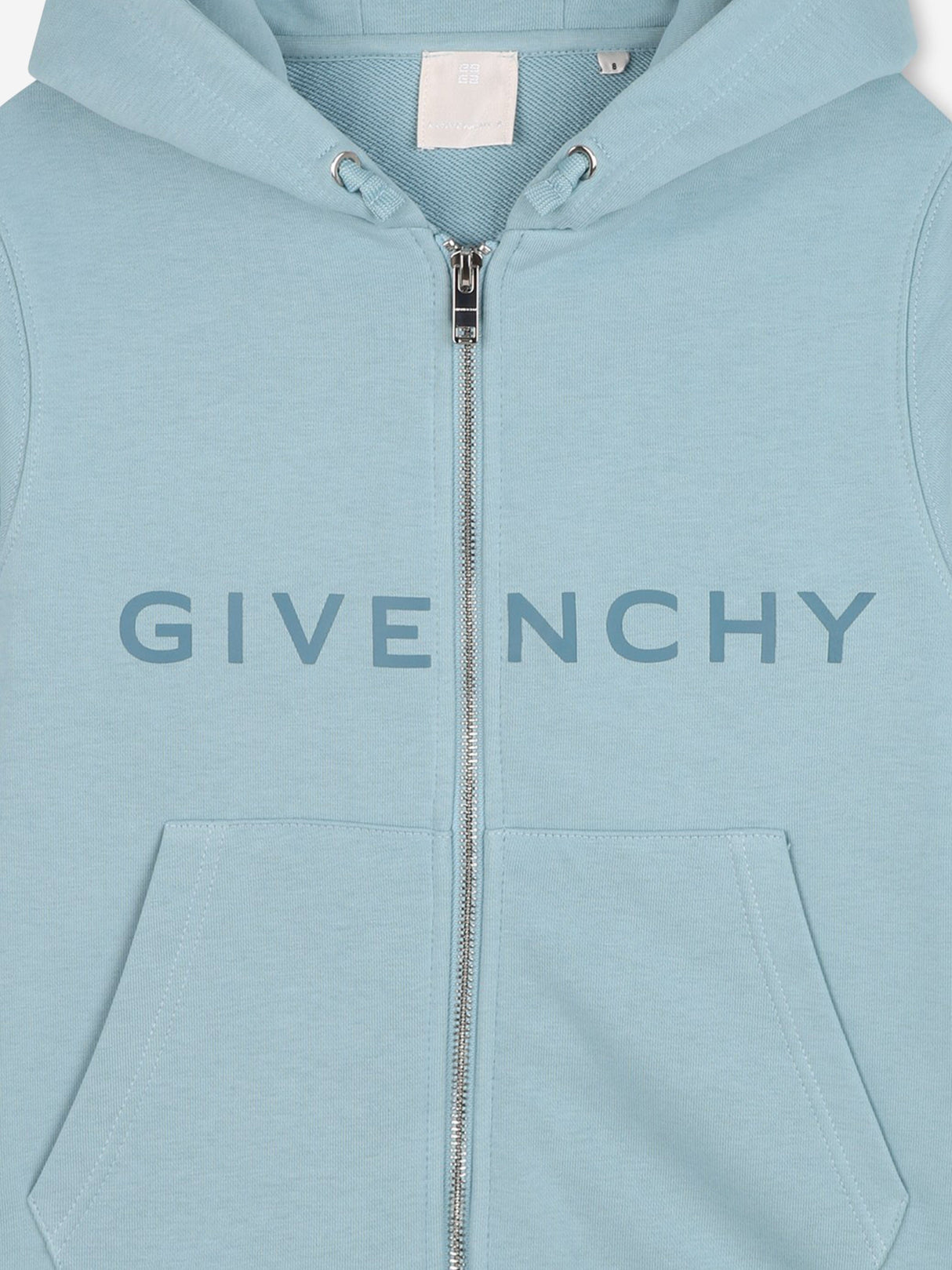 Givenchy Kids Logo Print Zip Up Top in Blue