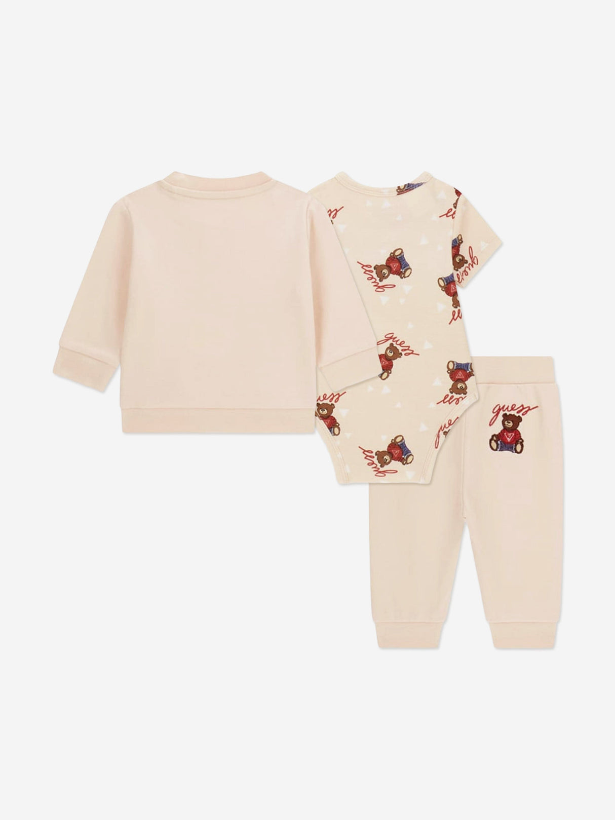 Guess Baby 3 Piece Bear Tracksuit Set in Beige