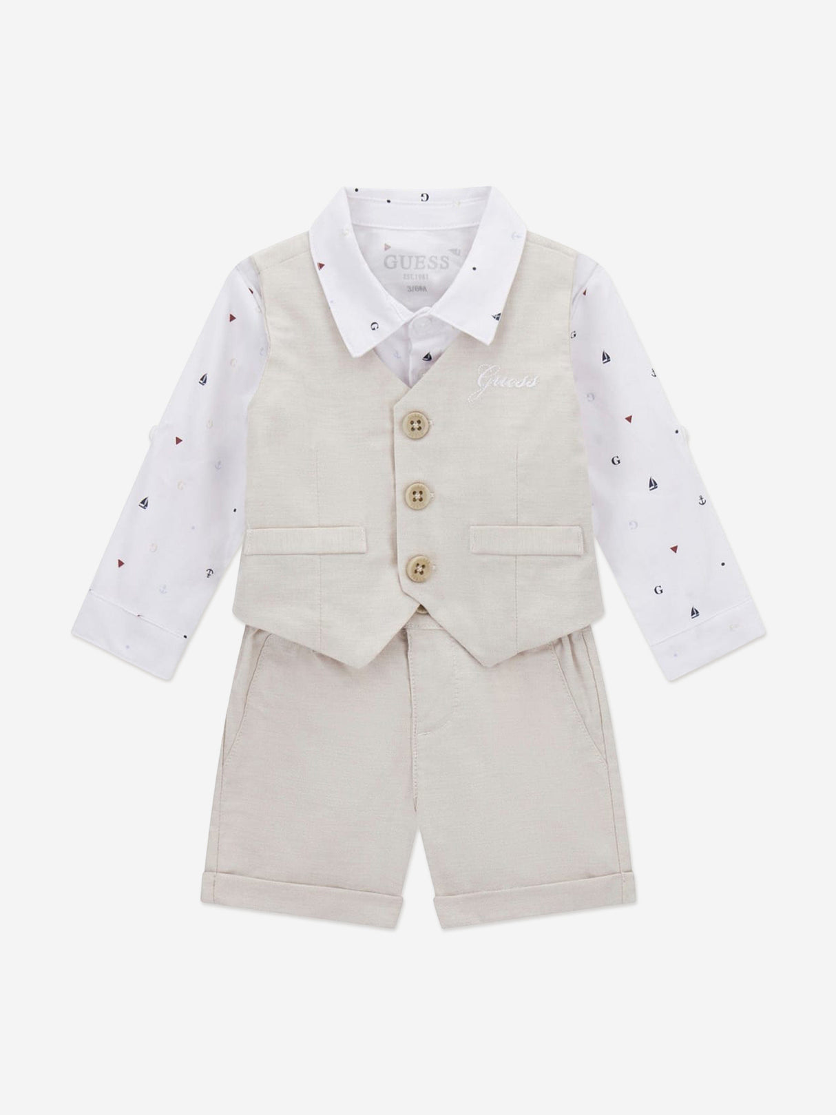 Guess Baby Boys Short Set in Beige