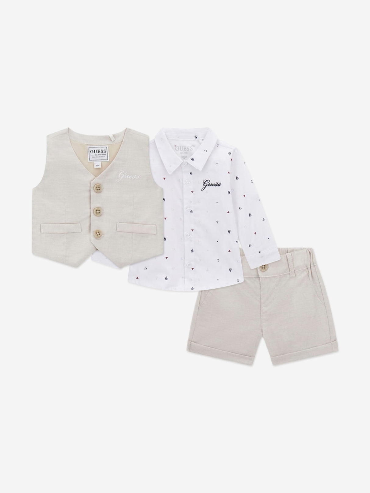 Guess Baby Boys Short Set in Beige
