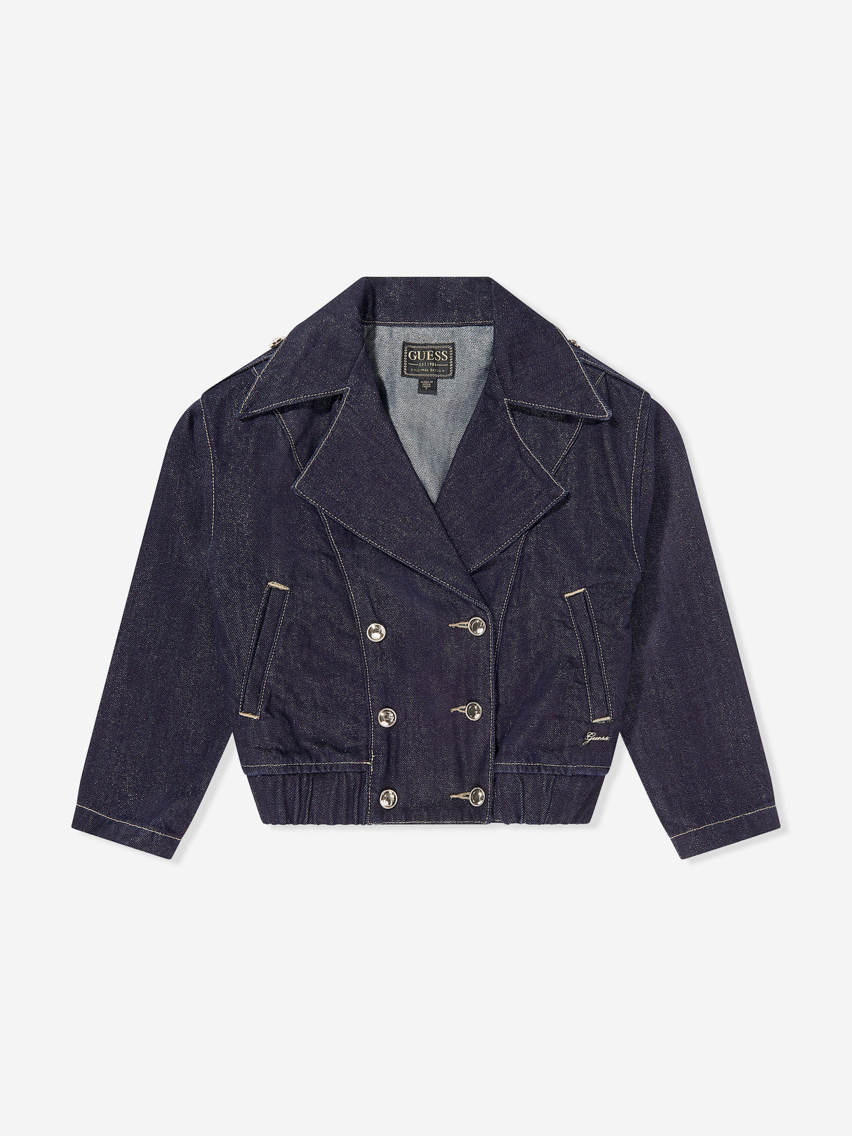 Guess Girls Lurex Denim Jacket in Navy