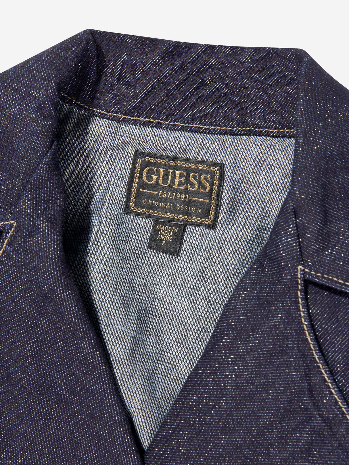 Guess Girls Lurex Denim Jacket in Navy