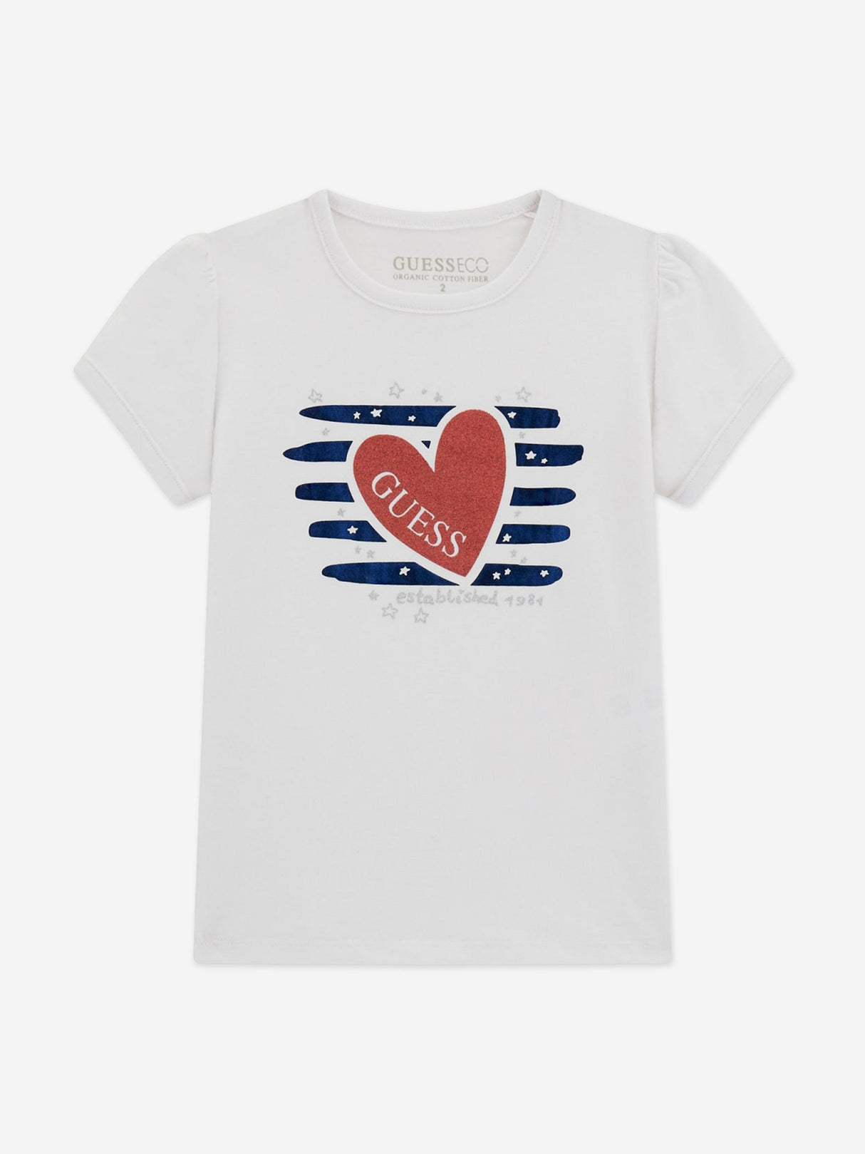 Guess Girls Heart Logo T-Shirt in White