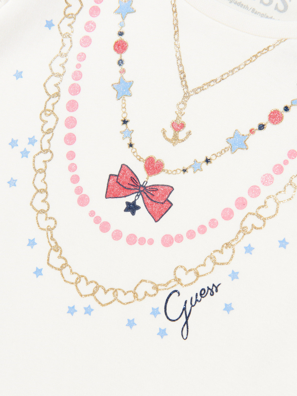 Guess Girls Cotton Necklace Dress in Ivory