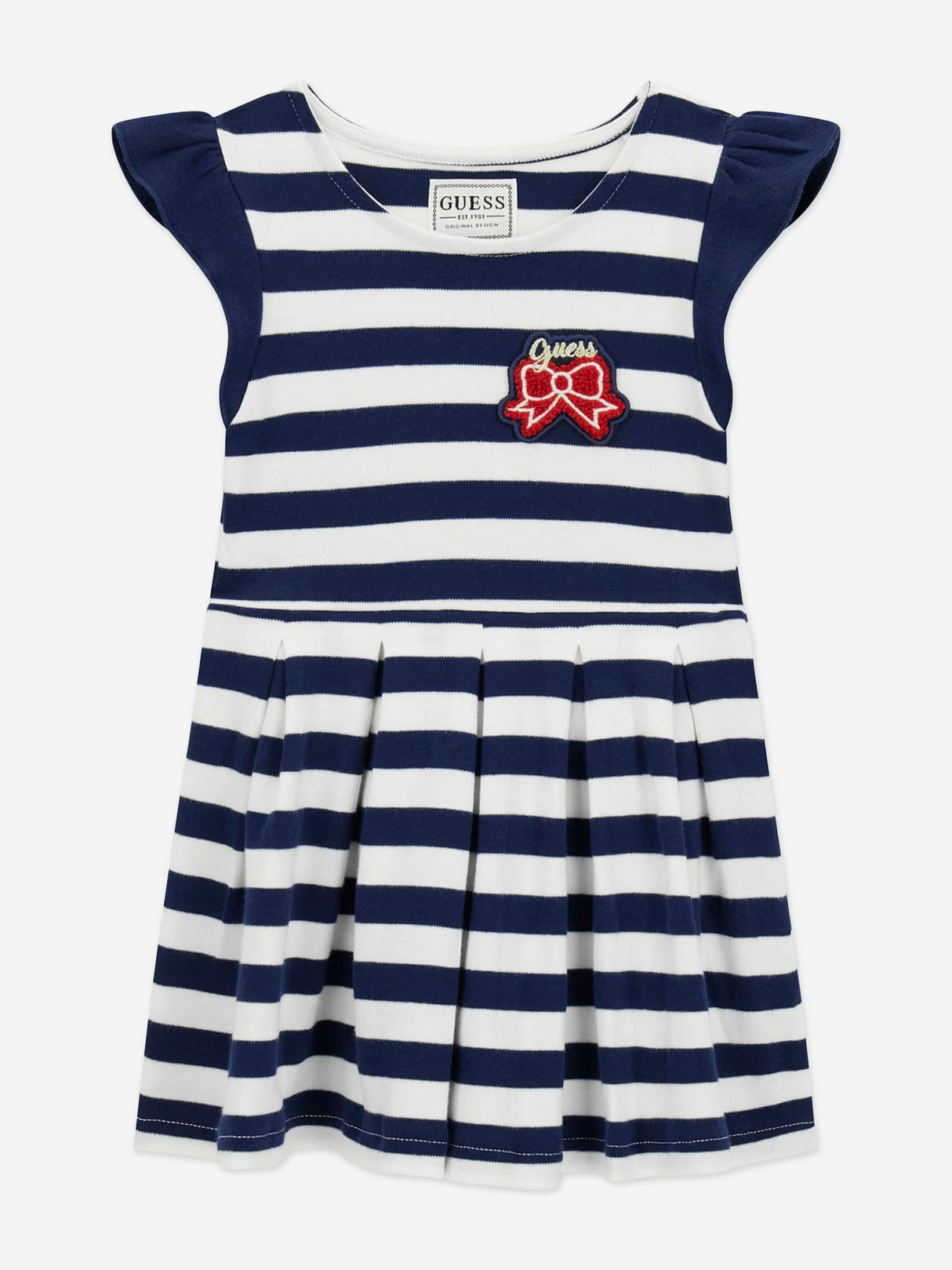 Guess Girls Striped Jersey Dress in Navy