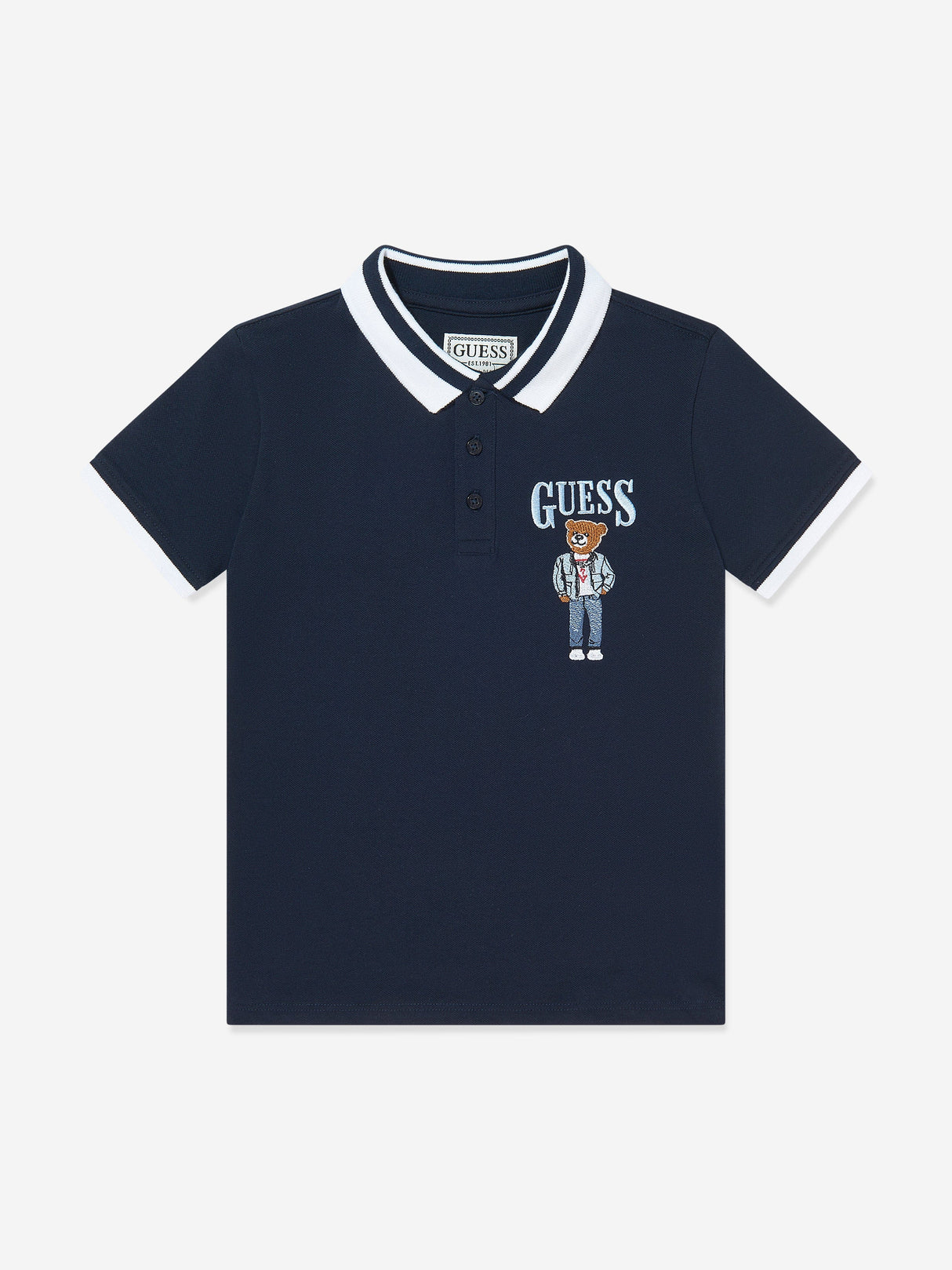 Guess Boys Bear Polo Shirt in Navy
