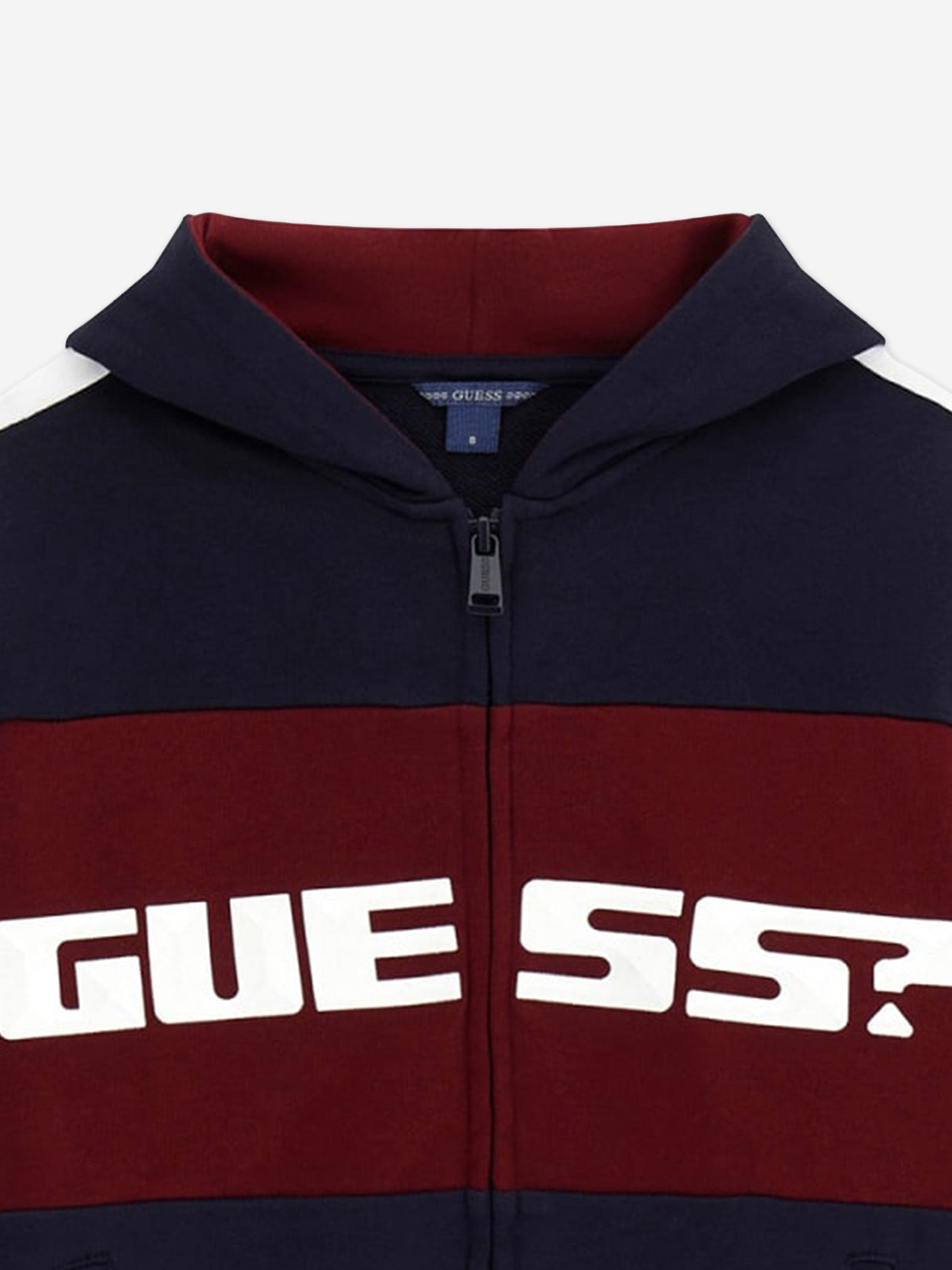 Guess Boys Logo Zip Up Top in Navy