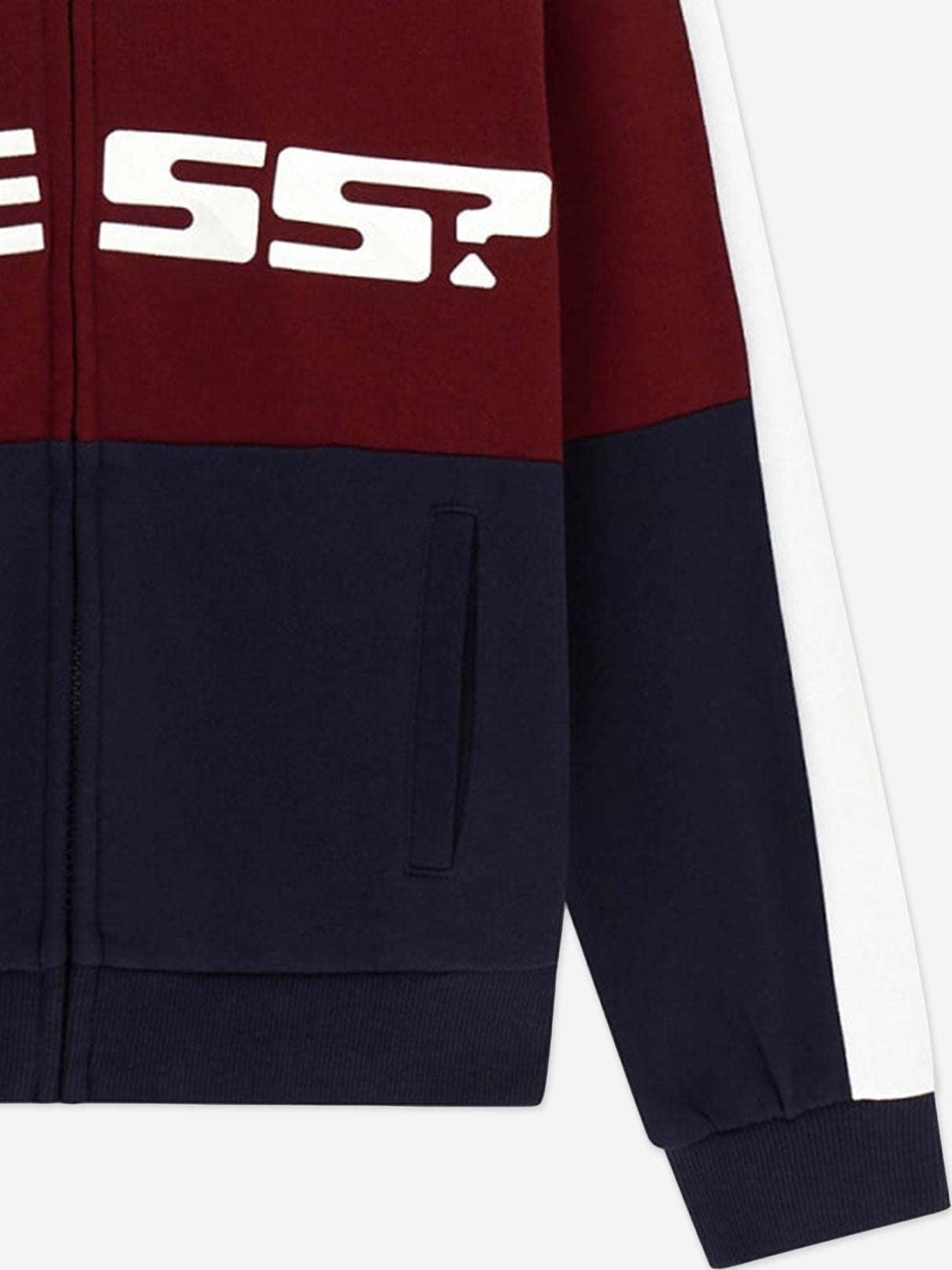 Guess Boys Logo Zip Up Top in Navy