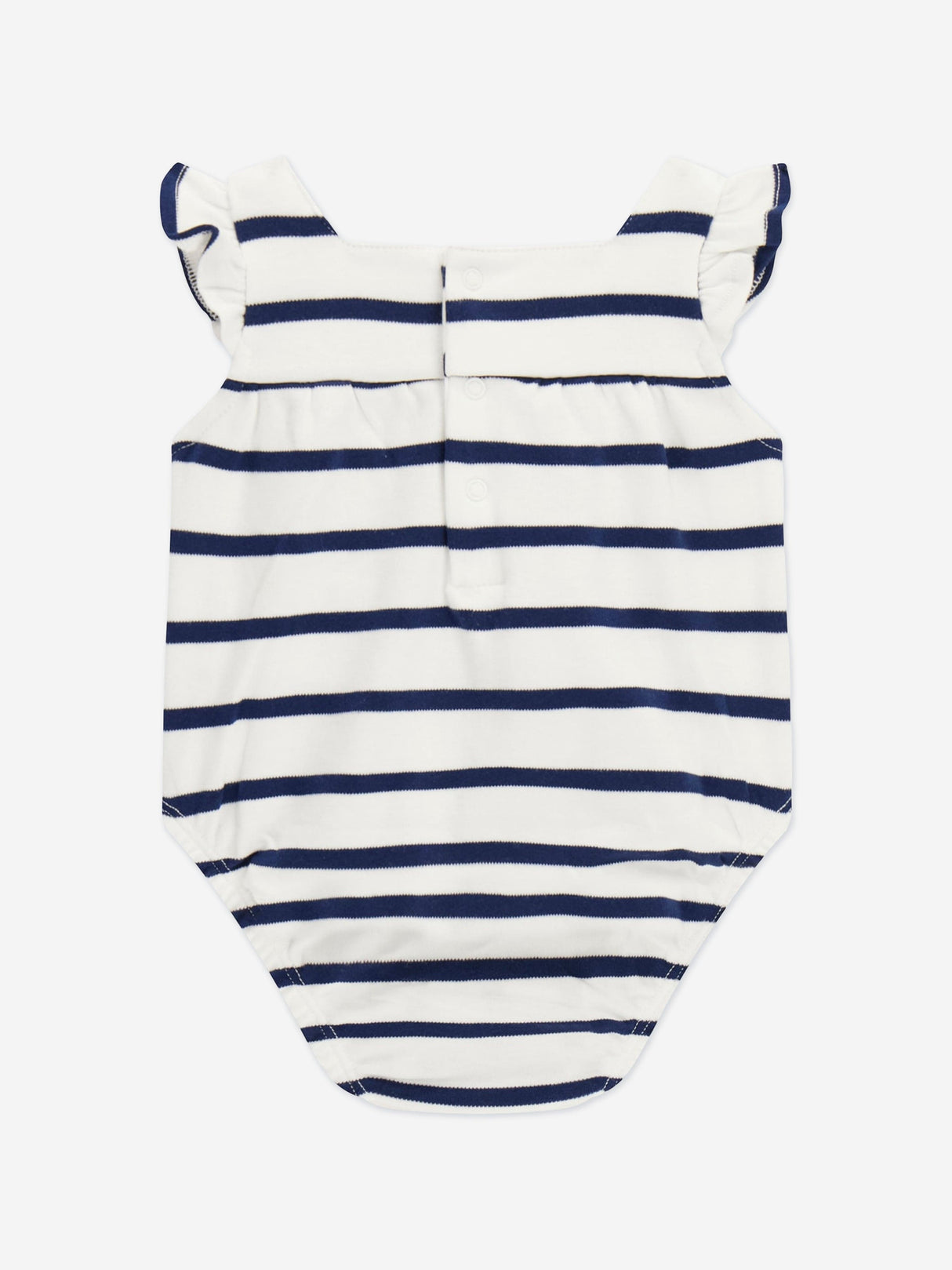 Guess Baby Girls Striped Logo Romper in Navy