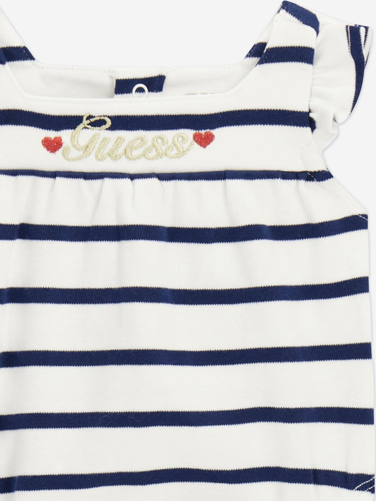 Guess Baby Girls Striped Logo Romper in Navy