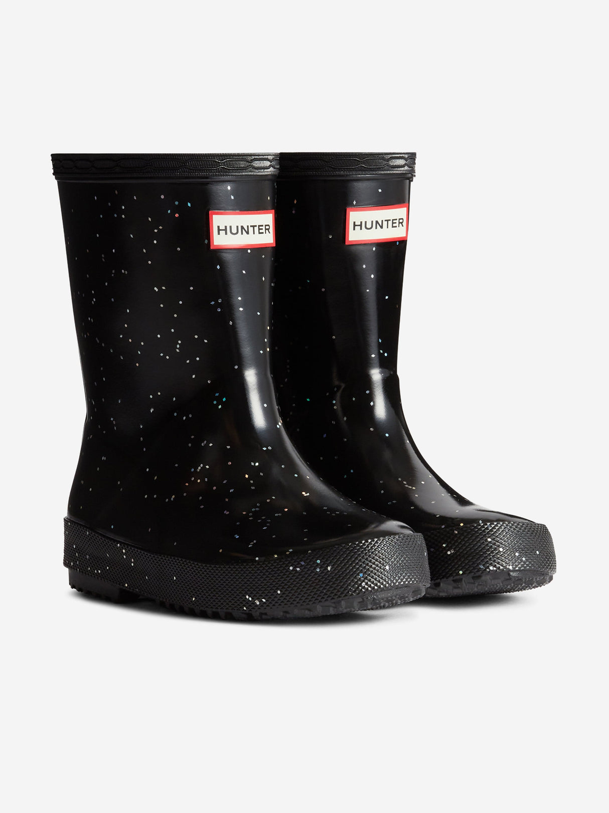 Hunter Kids First Giant Glitter Wellington Boots in Black