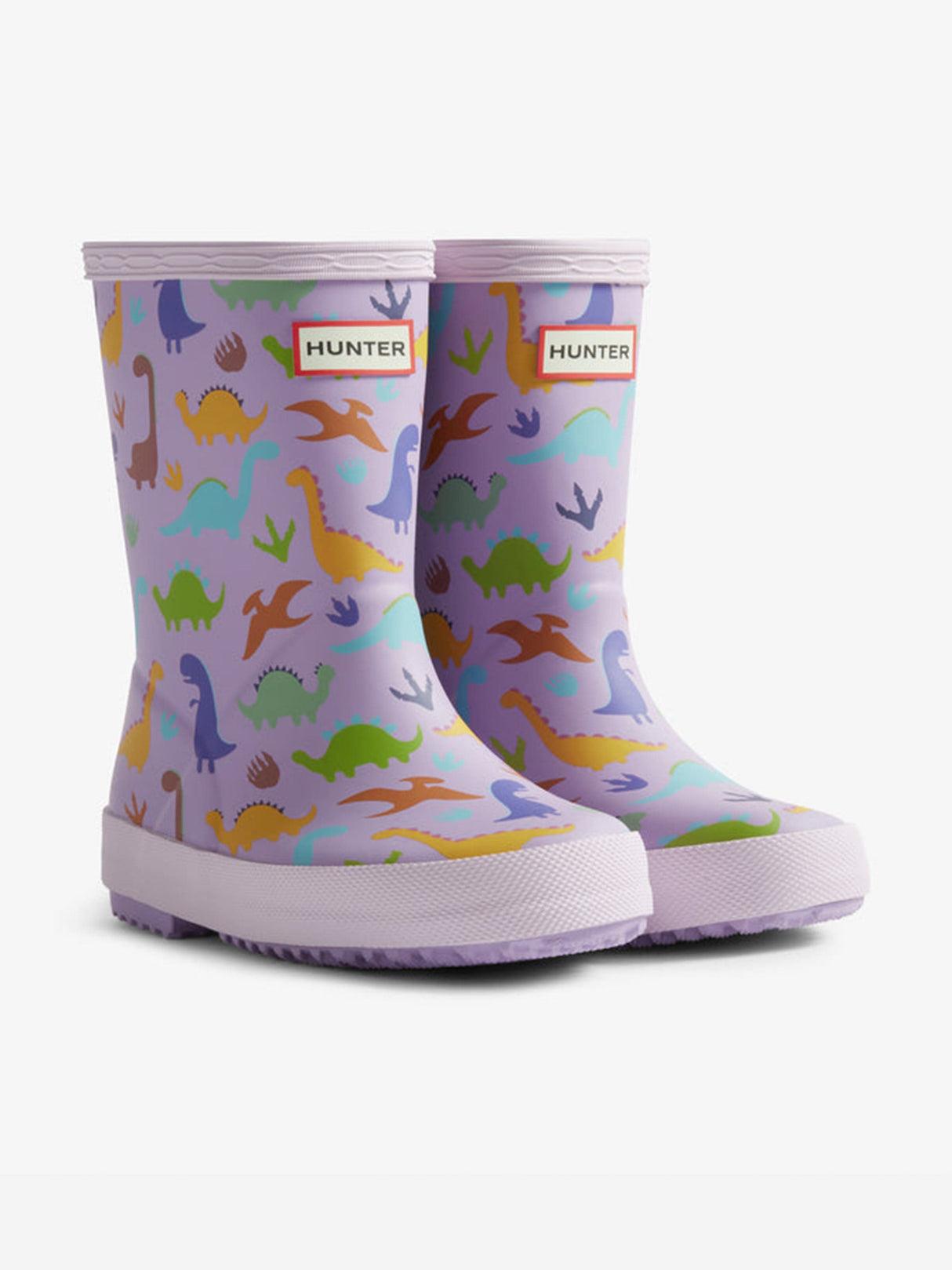 Hunter Kids First Dinosaur Print Wellington Boots in Purple