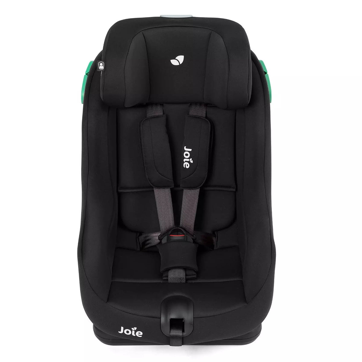 A black Jole child car seat with green side accents, shown from a front-facing overhead perspective on a solid white background.