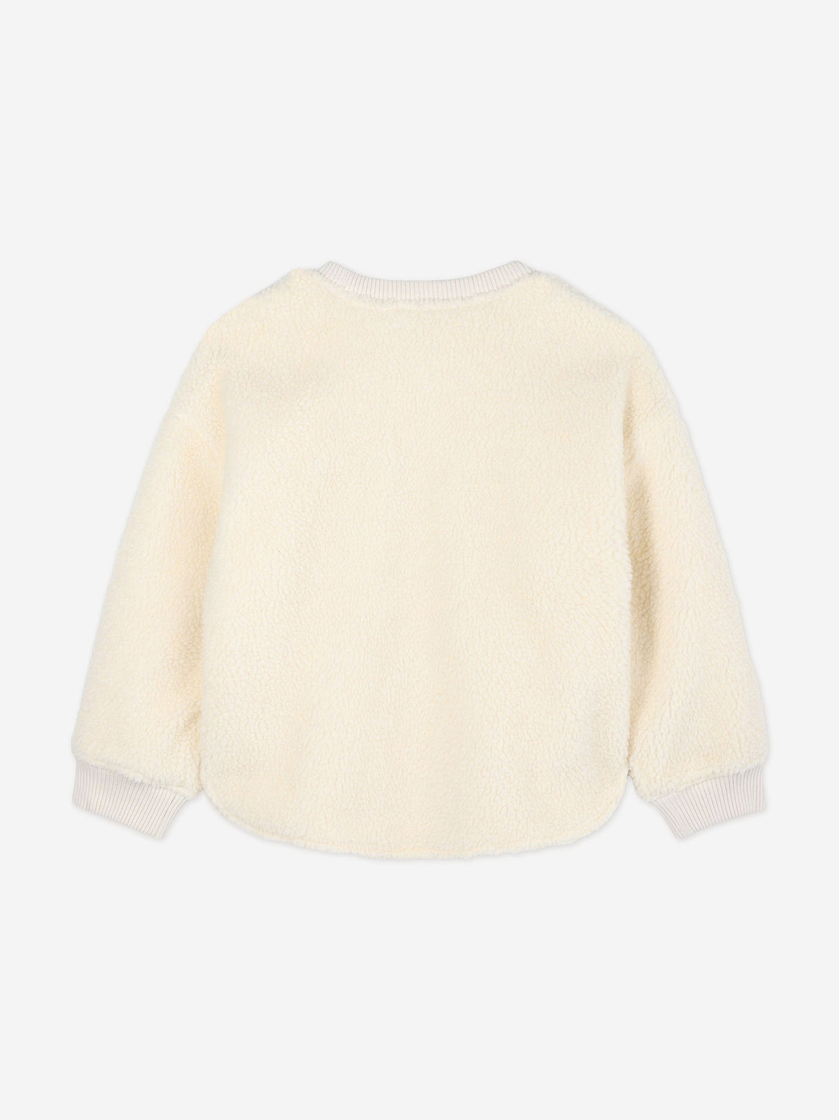 KENZO Girls Faux Shearling Flower Sweatshirt in Ivory