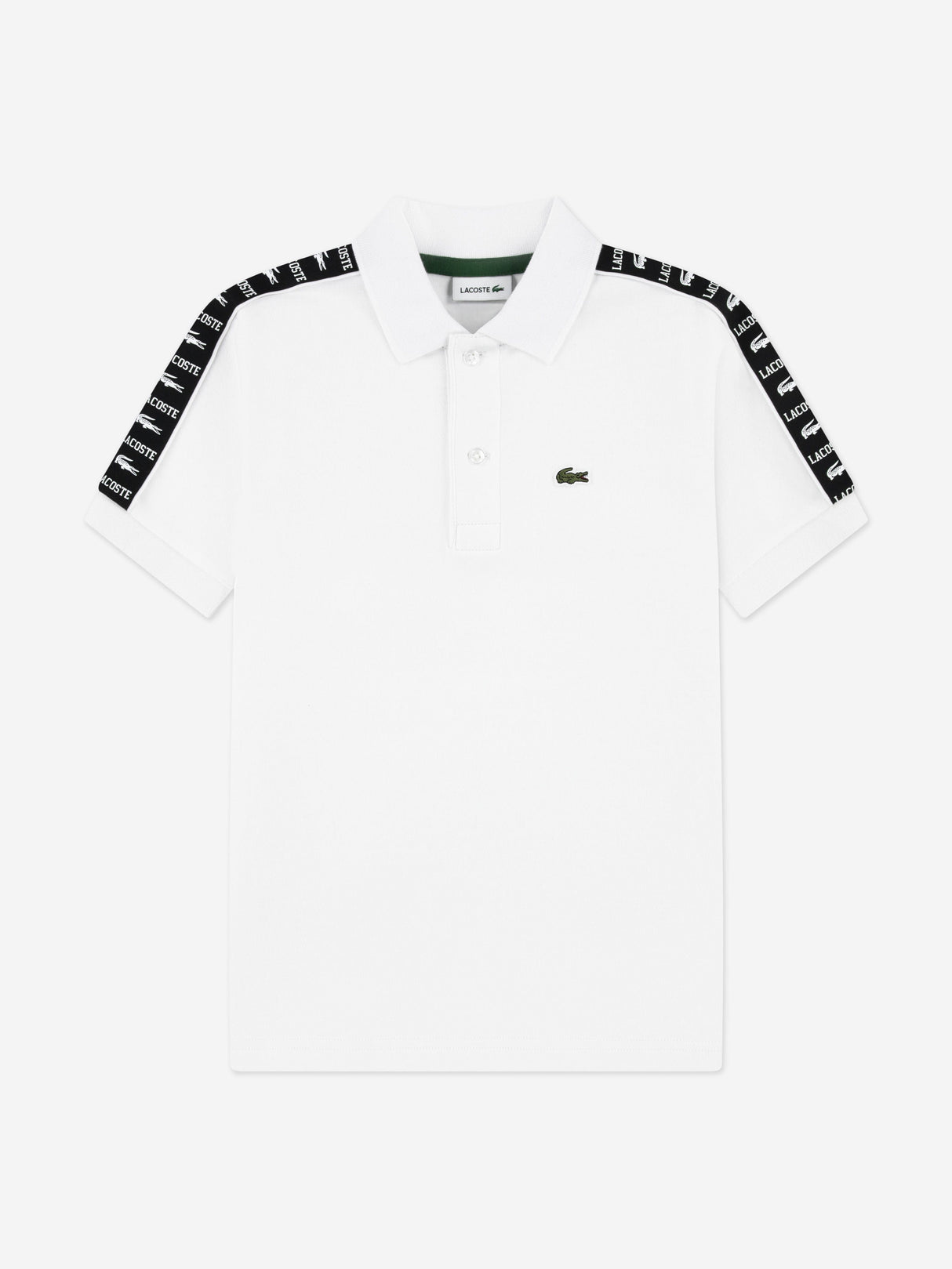 Lacoste Boys Carbonised Interlock Polo Shirt in White