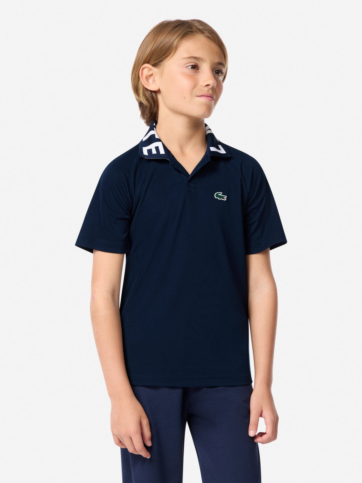 Lacoste Boys Sport Jacquard Polo Shirt in Navy