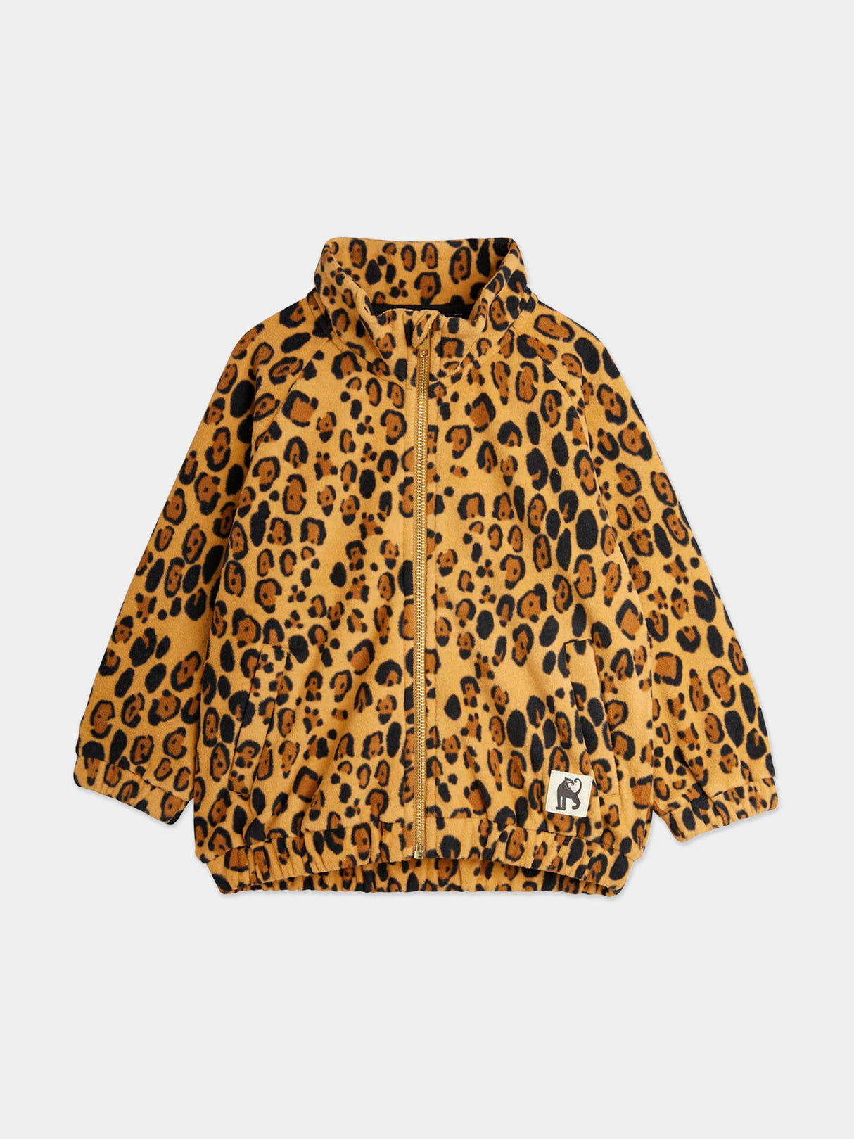 Mini Rodini Girls Leopard Zip Up Top in Brown