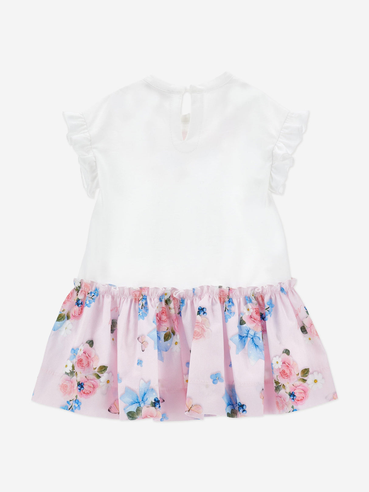 Monnalisa Baby Girls Butterflies and Flowers Dress in White