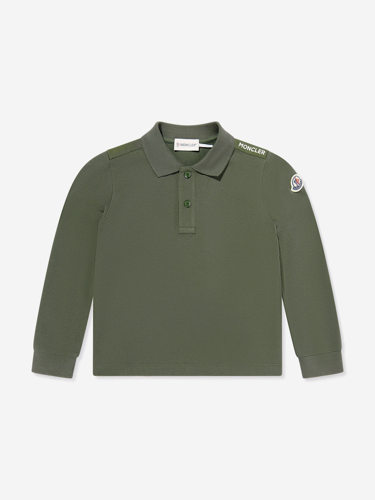 Moncler Enfant Boys Long Sleeve Polo Shirt in Green