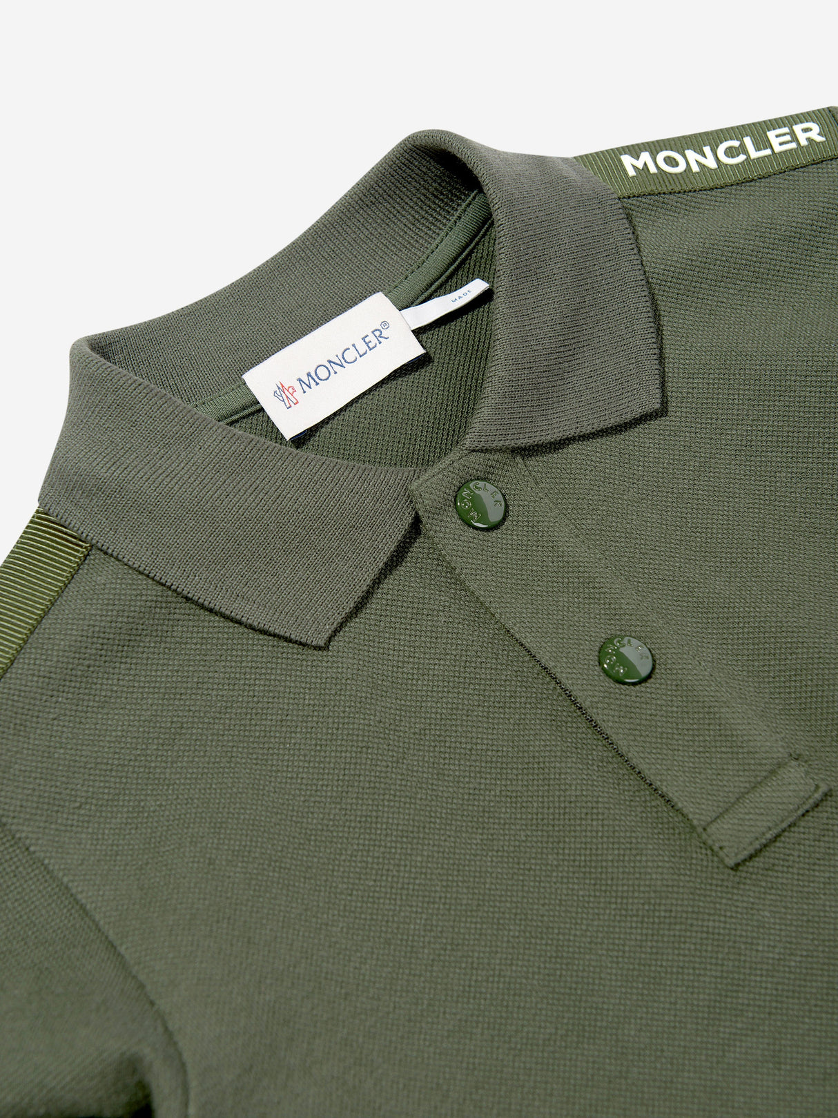 Moncler Enfant Boys Long Sleeve Polo Shirt in Green