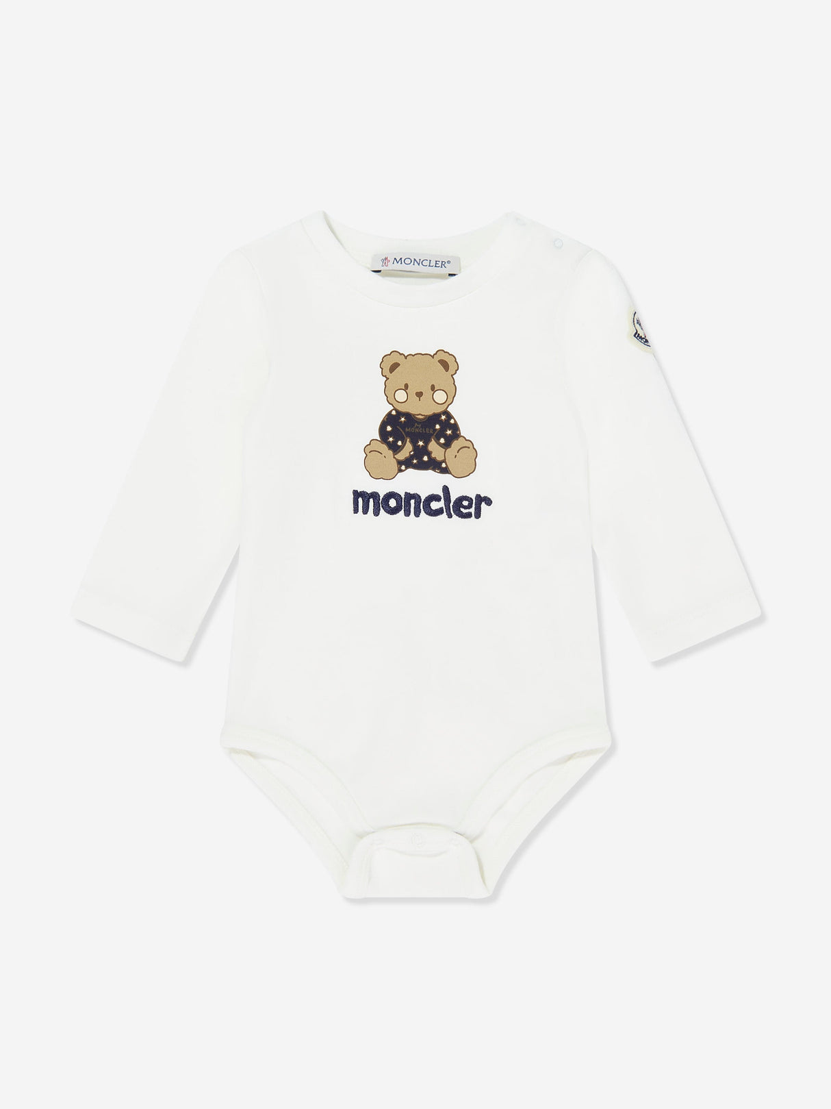 Moncler Enfant Baby Teddy Bear Bodysuit Set in White