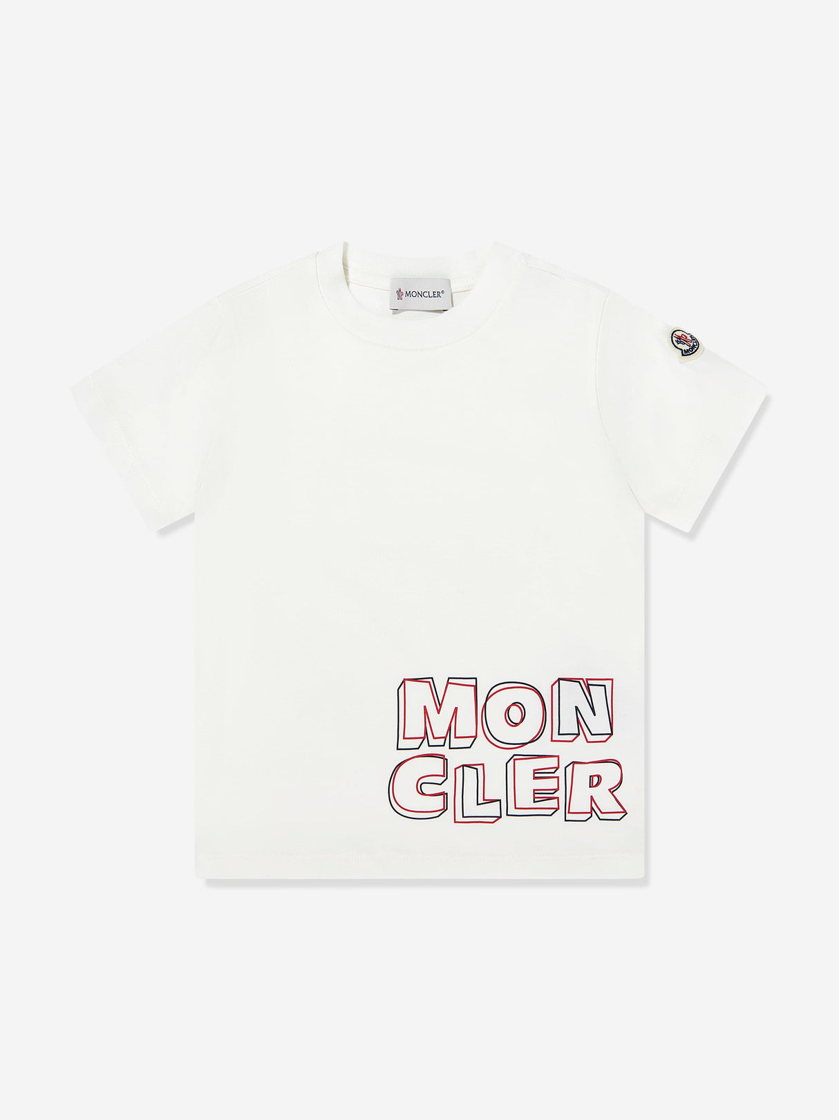 Moncler Enfant Boys Logo Print T-Shirt in Ivory