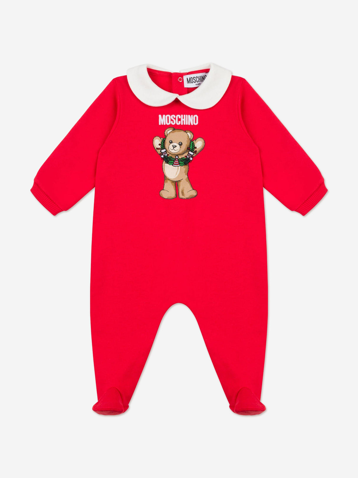 Moschino Baby Seasonal Teddy Bear Babygrow in Red