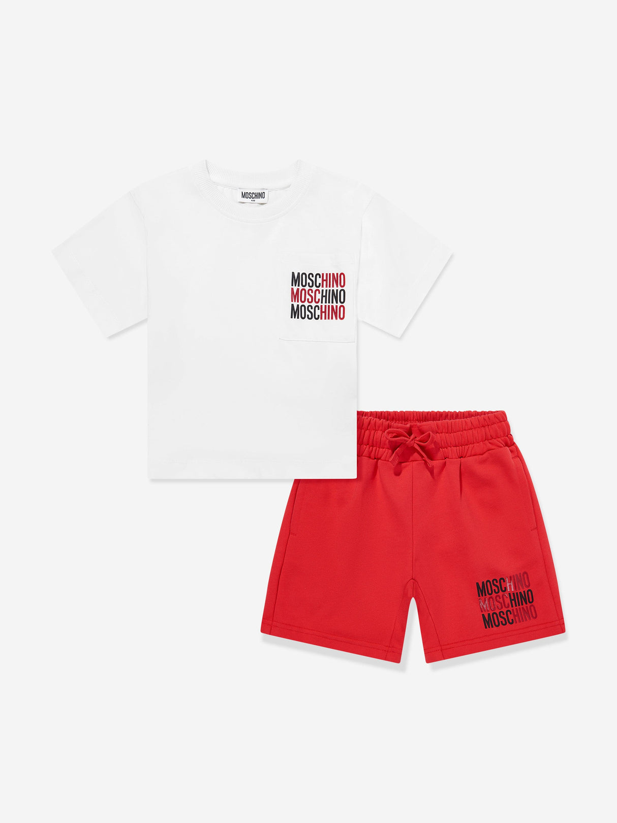 Moschino Boys Logo Short Set in Red