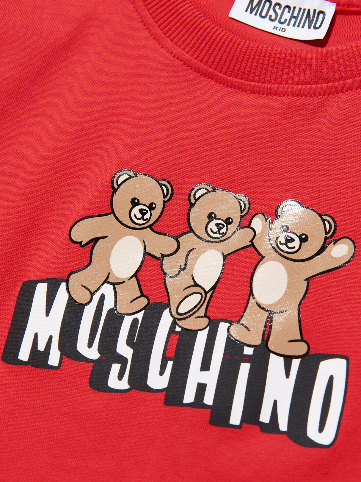 Moschino Kids Teddy Bear Logo T-Shirt in Red