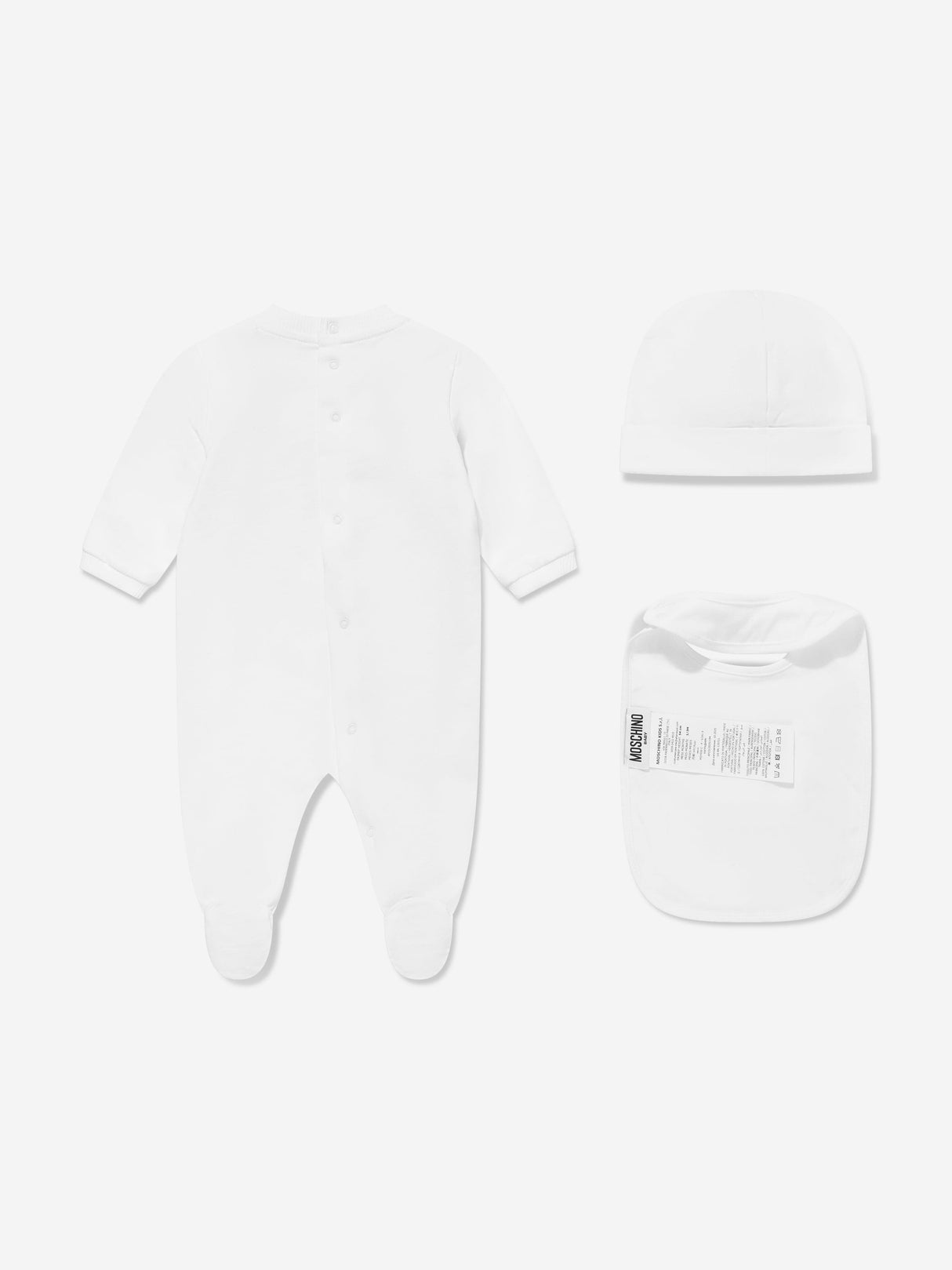 Moschino Baby Teddy Bear Logo Babygrow Set in White
