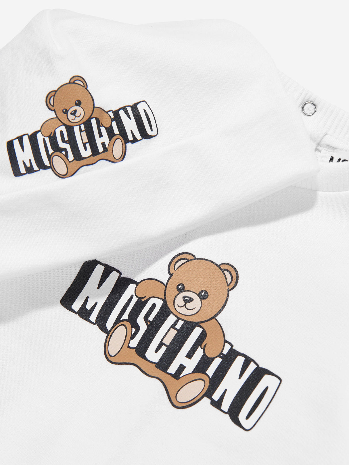 Moschino Baby Teddy Bear Logo Babygrow Set in White