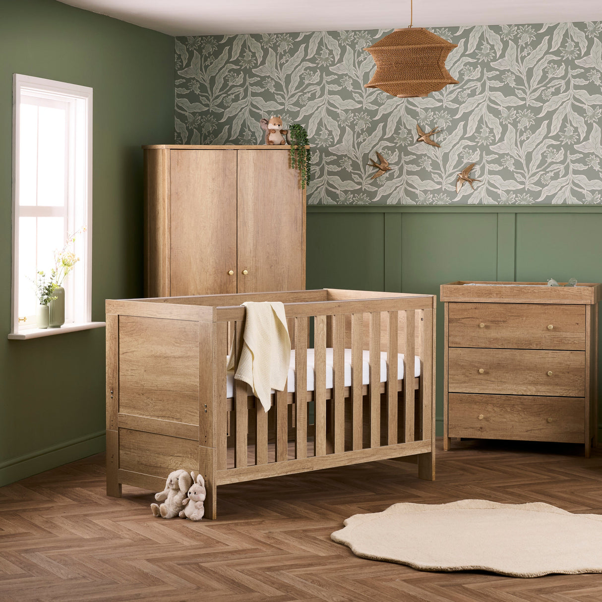 Obaby Nika 3 Piece Nursery Room Set, Oak