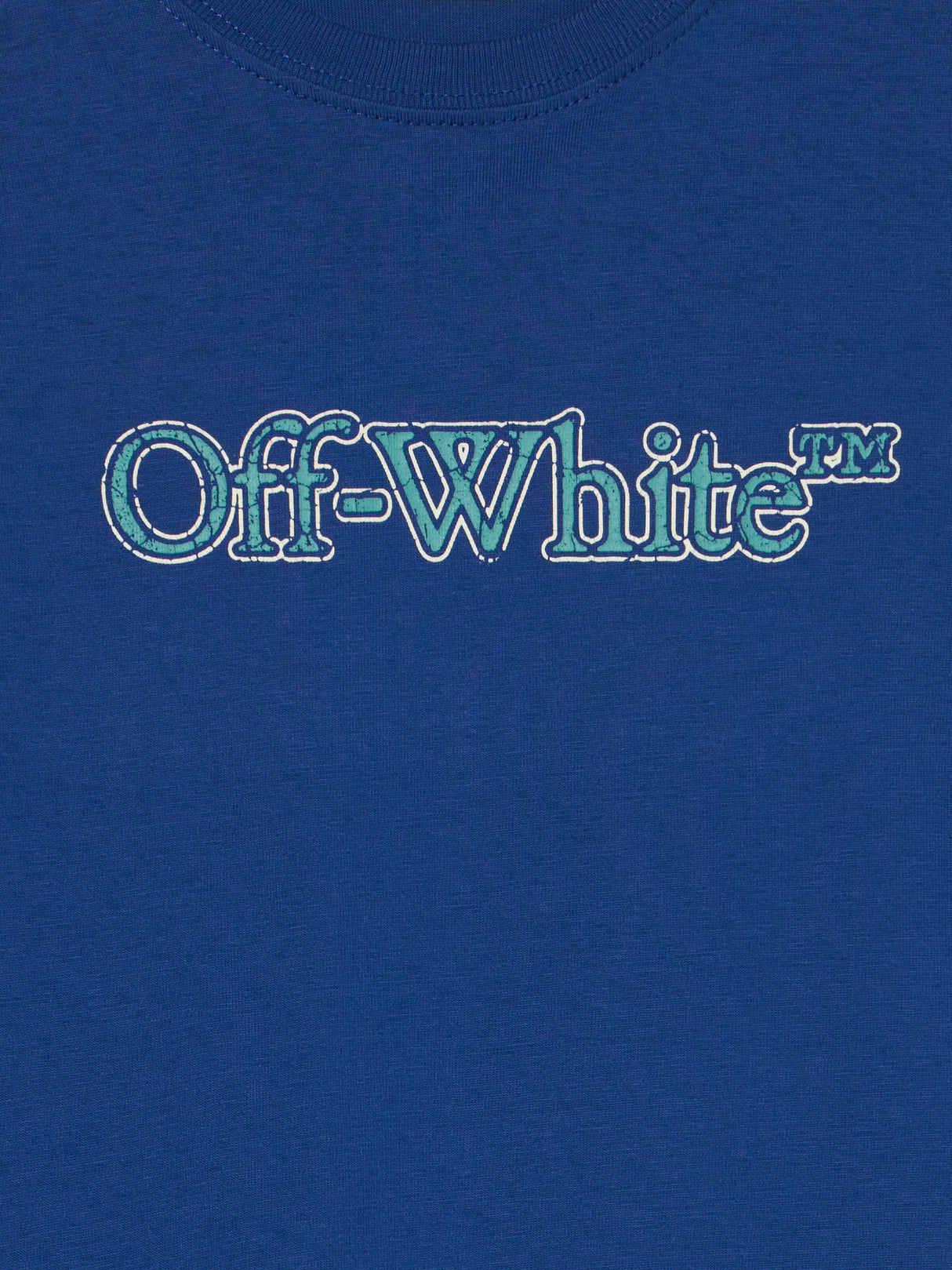 Off-White Boys Big Bookish Crackle Logo T-Shirt in Blue