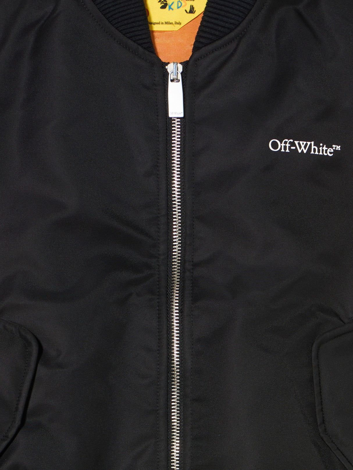 Off-White Kids Bookish Diagonal Bomber Jacket in Black