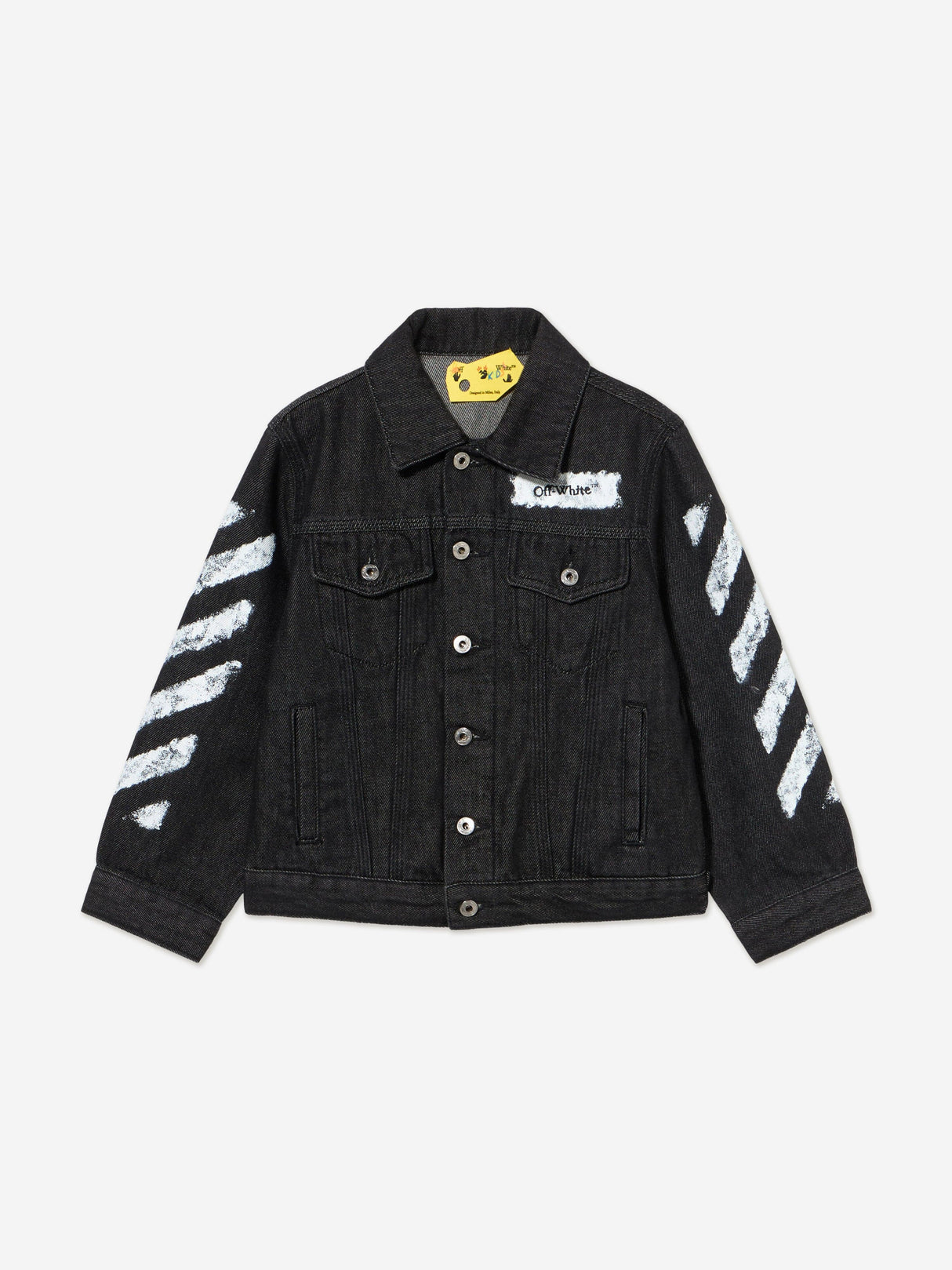 Off-White Boys Diagonal Sponge Denim Jacket in Black